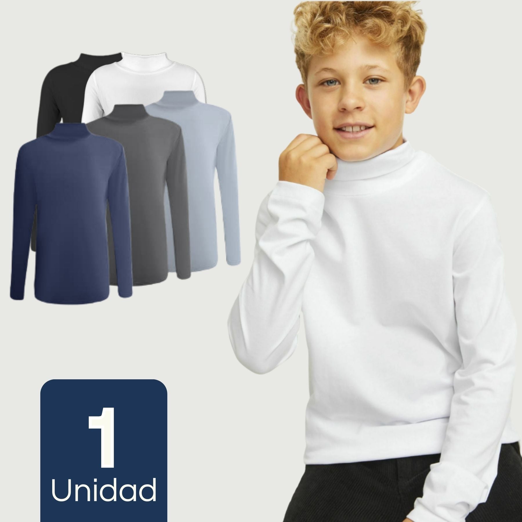 CAMISETA POLERA BEATLE BAMBÚ PRIMERA CAPA NIÑO CUELLO ALTO SURTIDO - 1