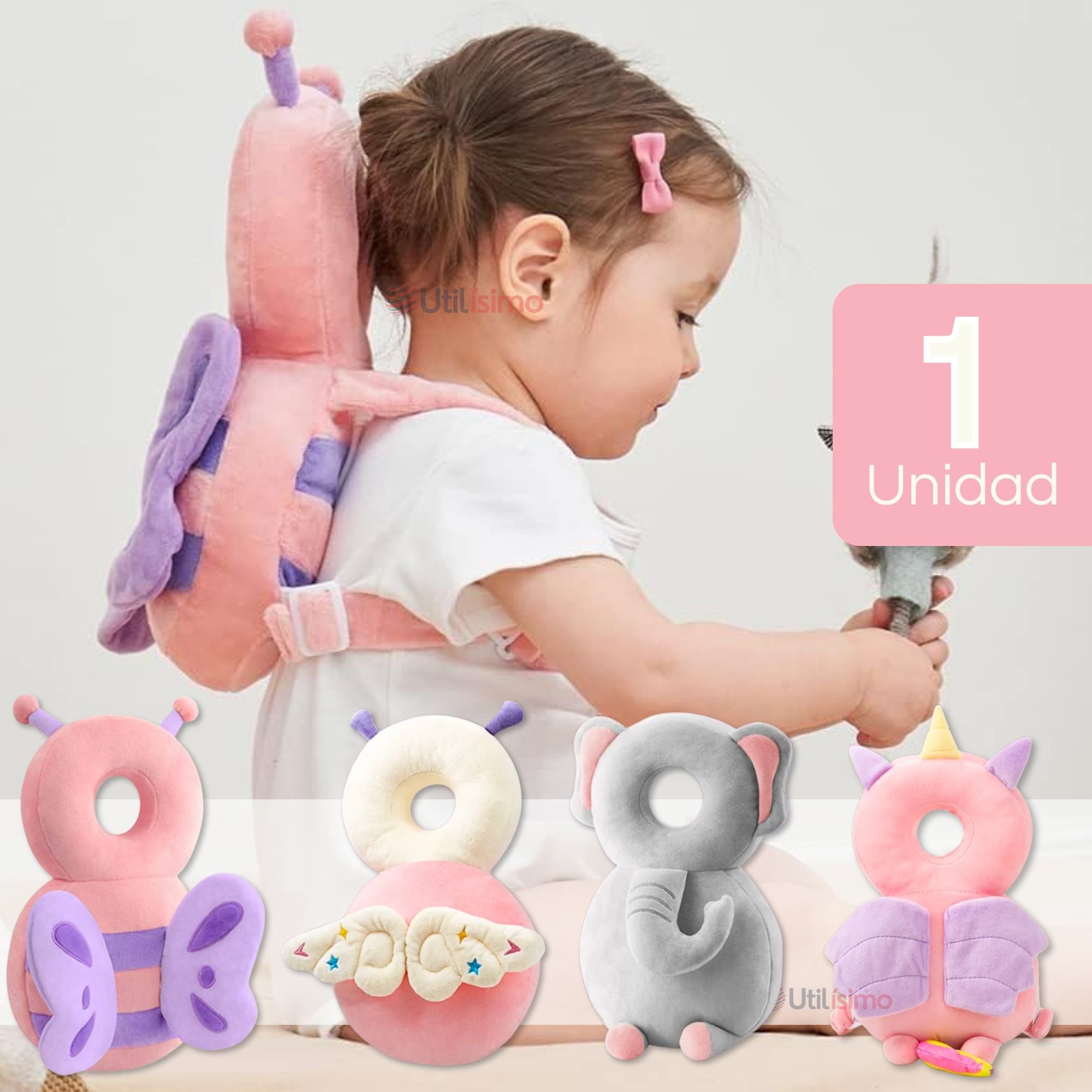 MOCHILA PROTECTORA CABEZA BEBÉ NIÑA ANTIGOLPES ALMOHADILLA AJUSTABLE SURTIDO - 1