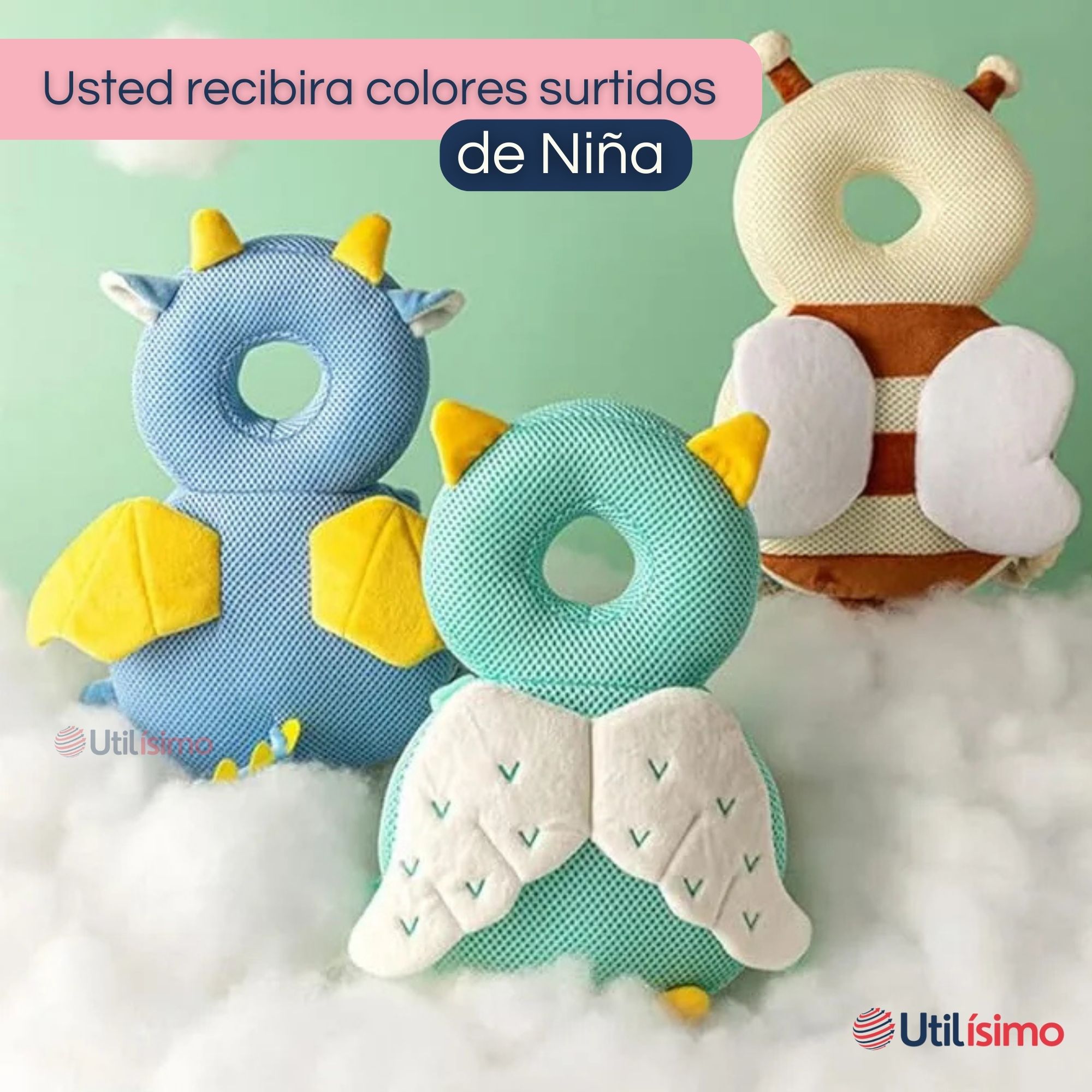 MOCHILA PROTECTORA CABEZA BEBÉ NIÑA ANTIGOLPES ALMOHADILLA AJUSTABLE SURTIDO - 2