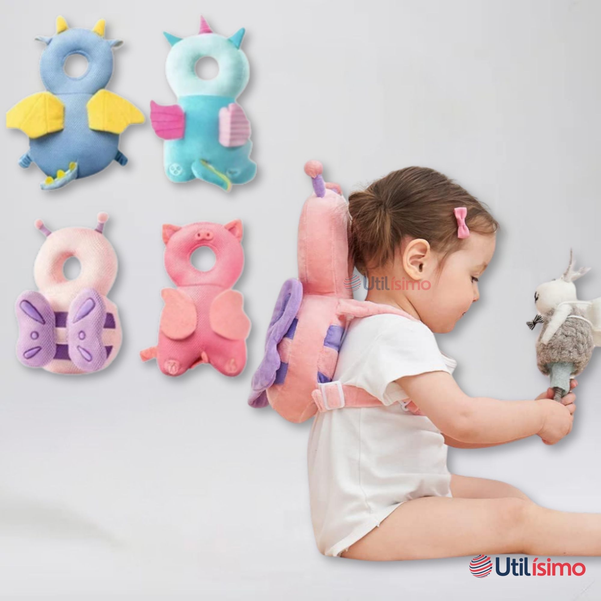 MOCHILA PROTECTORA CABEZA BEBÉ NIÑA ANTIGOLPES ALMOHADILLA AJUSTABLE SURTIDO - 9