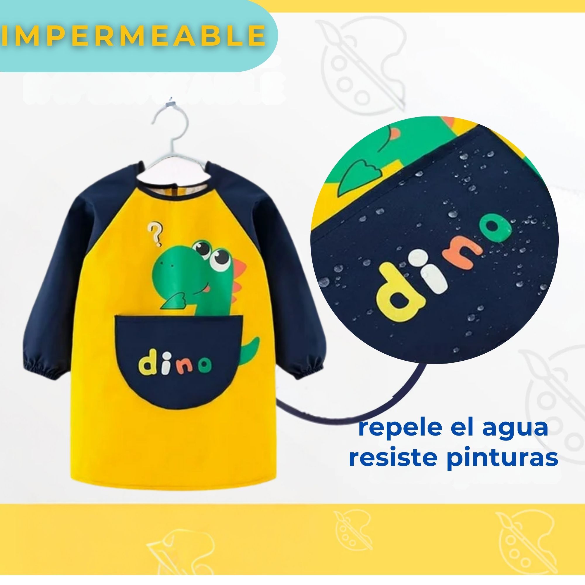DELANTAL INFANTIL NIÑO MANGA LARGA CON BOLSILLO COLORES SURTIDOS - 6