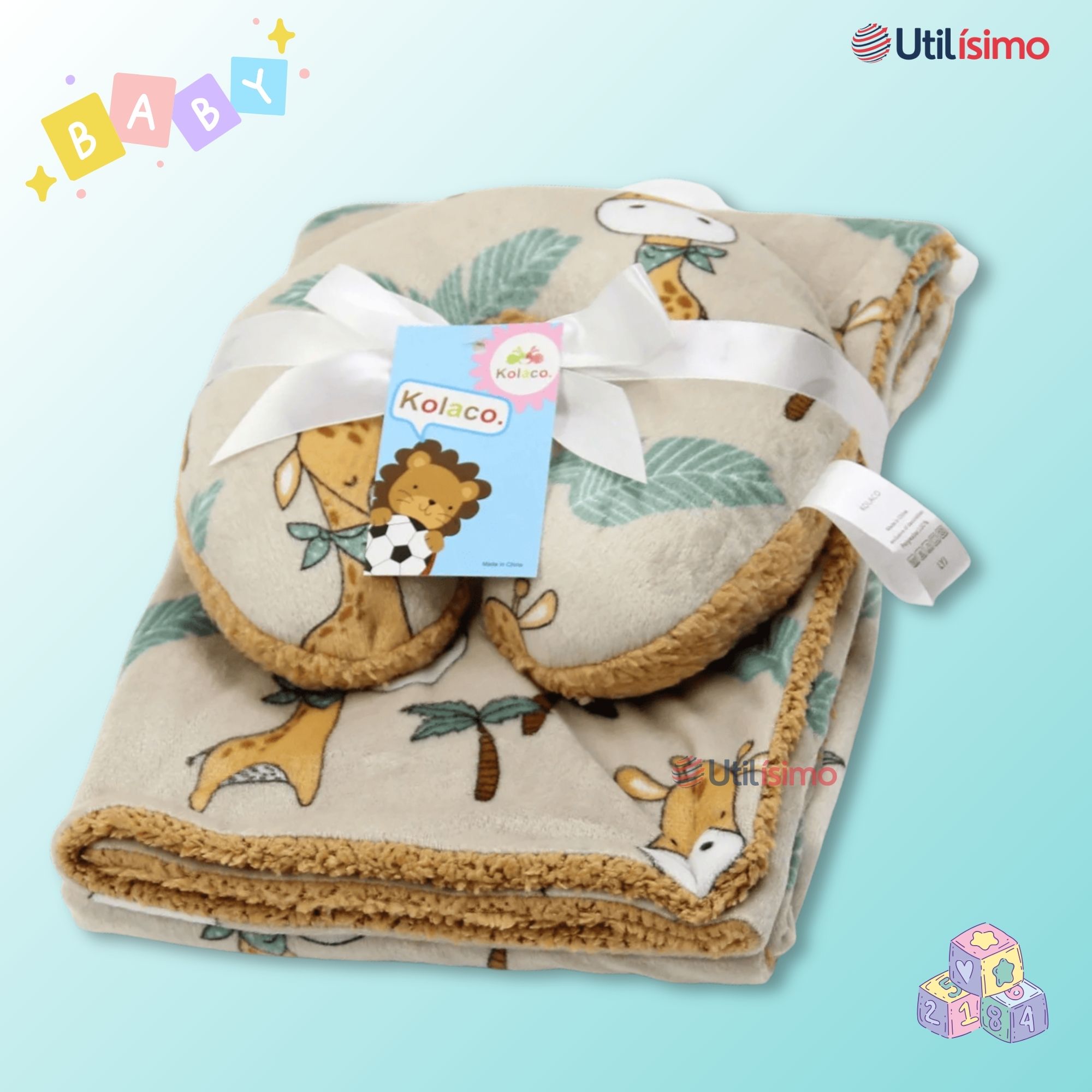 SET MANTA FRAZADA POLAR PARA BEBÉ NIÑO + COJÍN PARA CUELLO SURTIDOS - 7