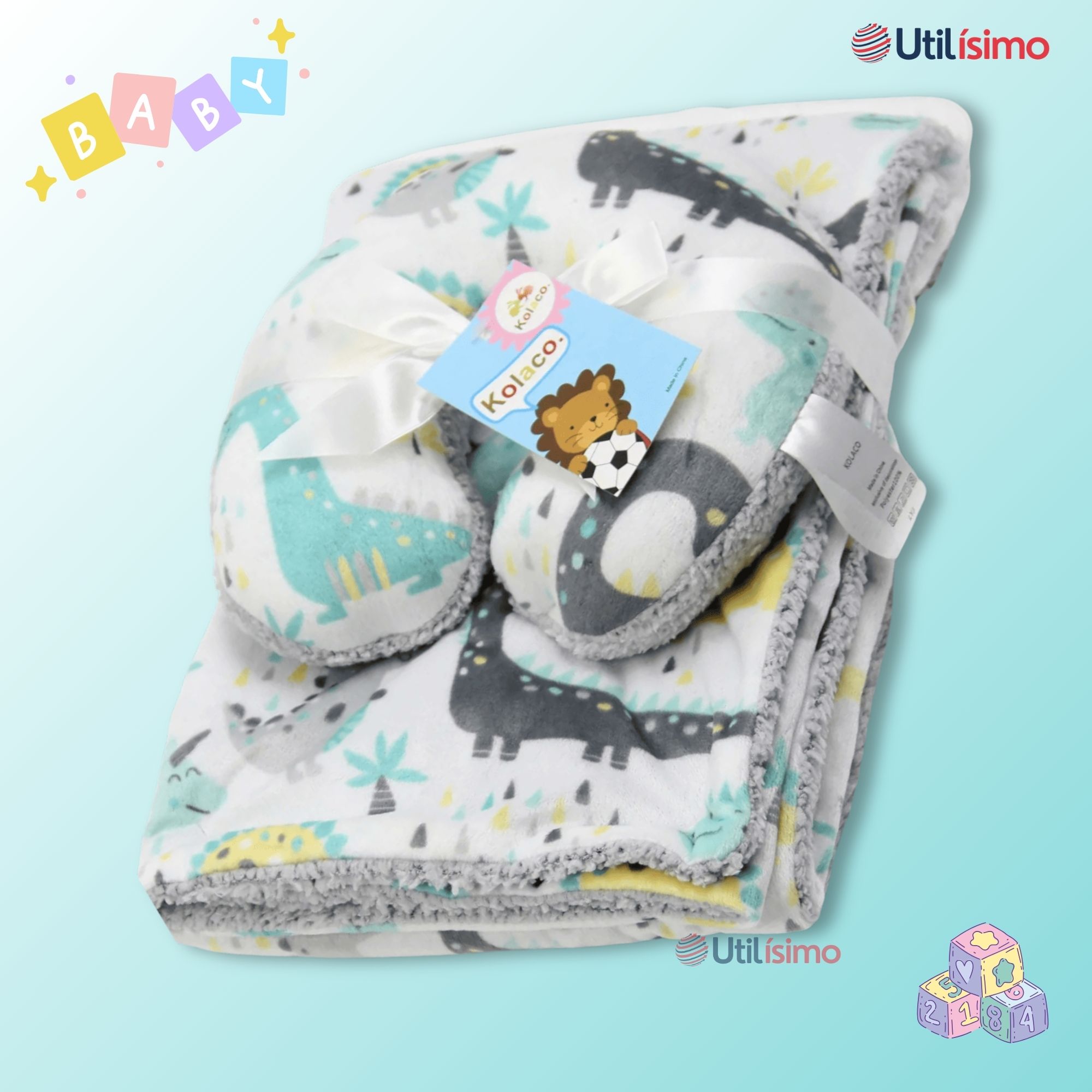 SET MANTA FRAZADA POLAR PARA BEBÉ NIÑO + COJÍN PARA CUELLO SURTIDOS - 8