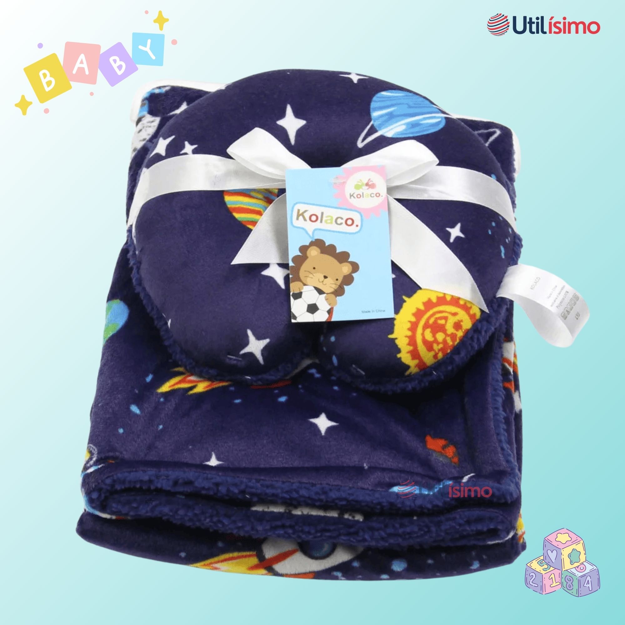 SET MANTA FRAZADA POLAR PARA BEBÉ NIÑO + COJÍN PARA CUELLO SURTIDOS - 10