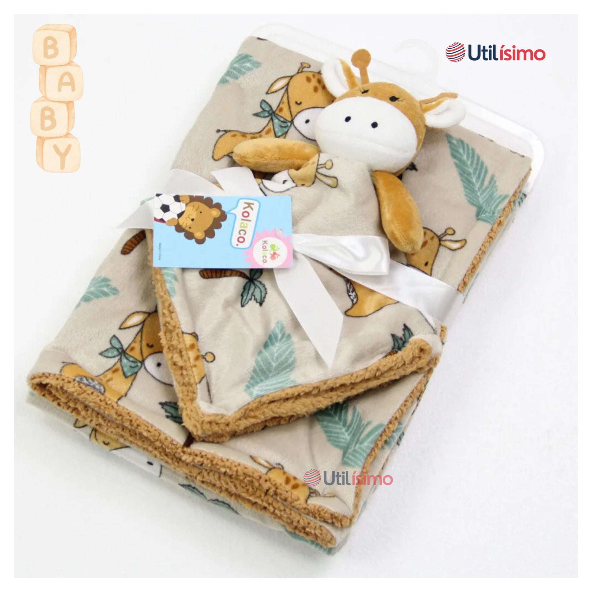 SET MANTA FRAZADA POLAR PARA BEBÉ NIÑO + PELUCHE DE APEGO - 7