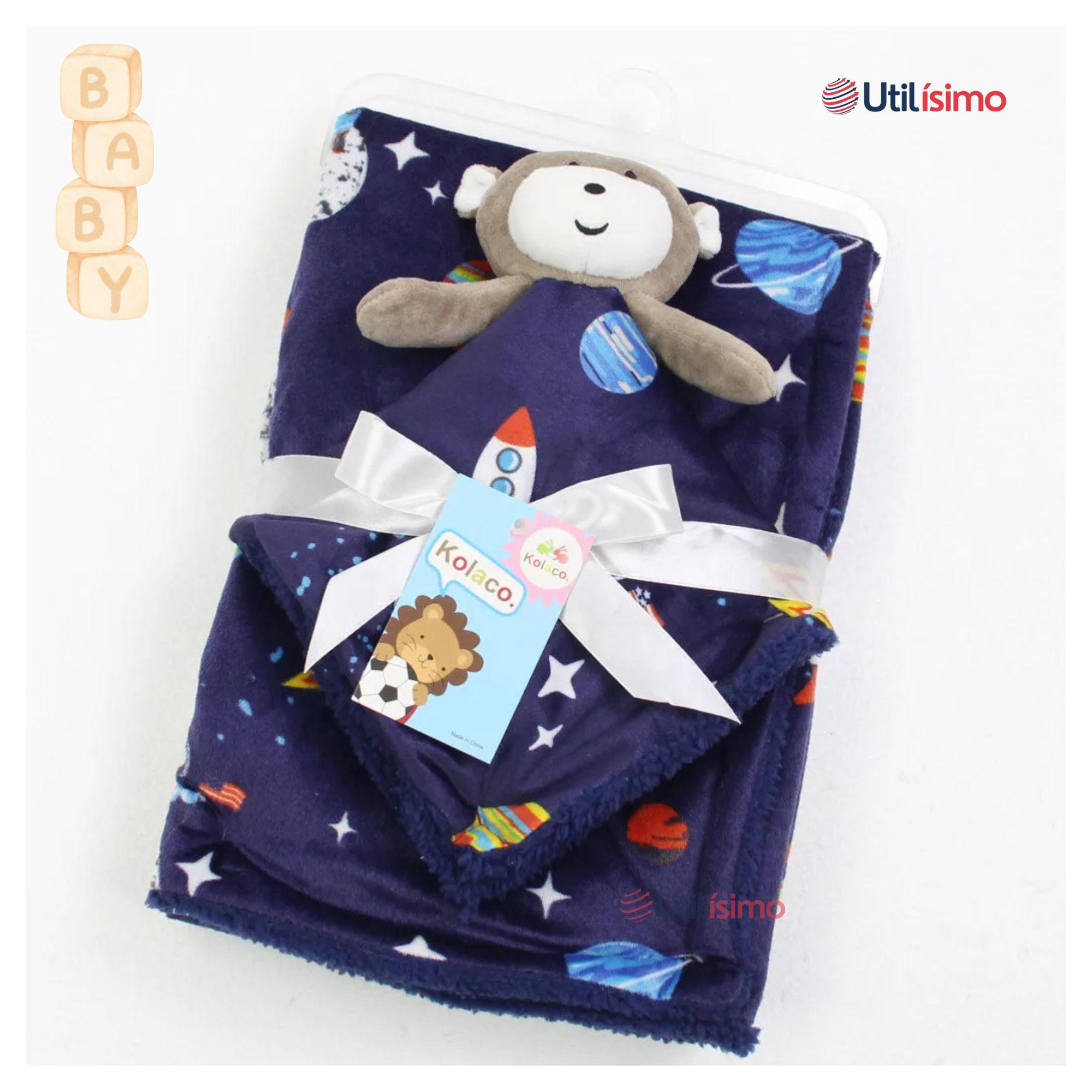 SET MANTA FRAZADA POLAR PARA BEBÉ NIÑO + PELUCHE DE APEGO - 8