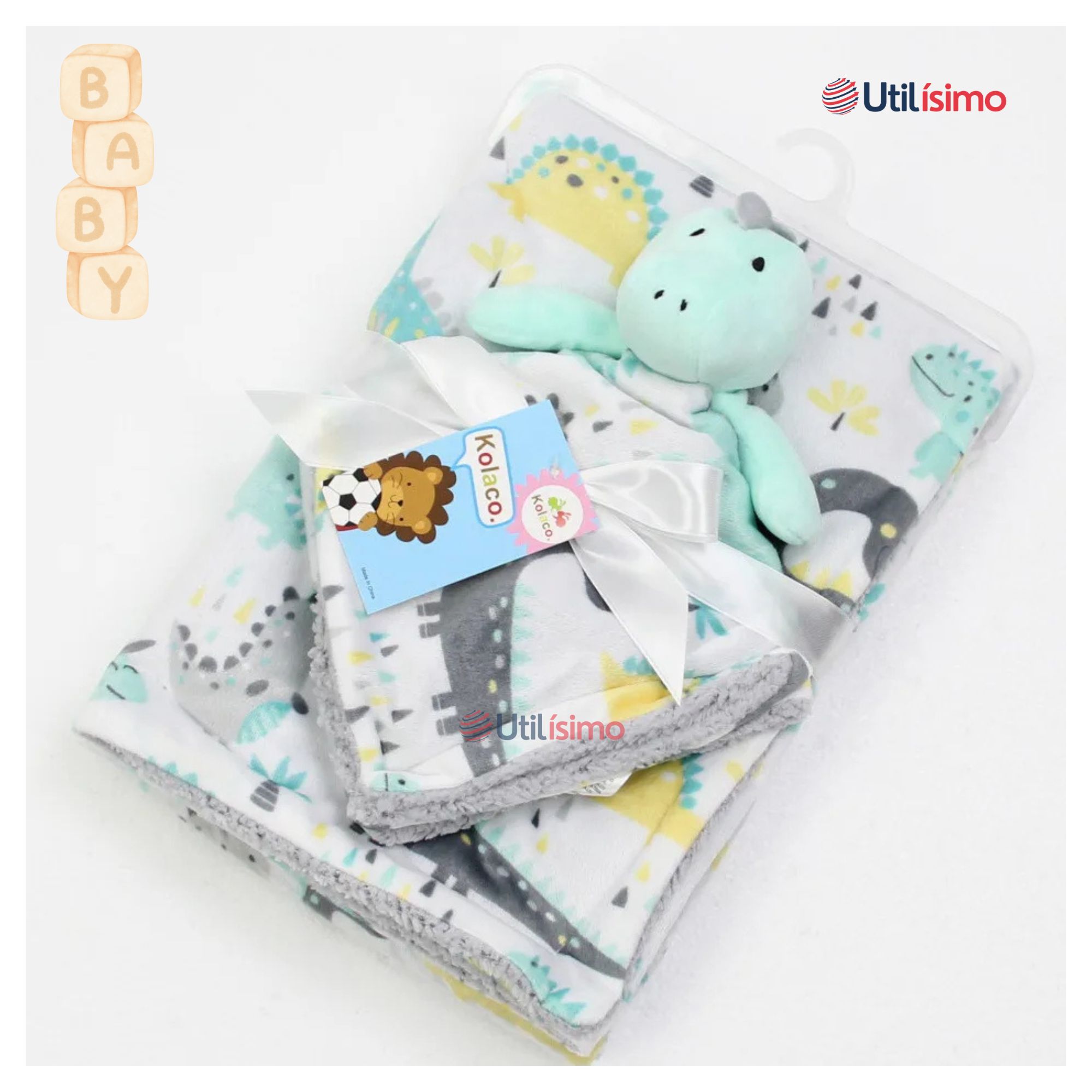 SET MANTA FRAZADA POLAR PARA BEBÉ NIÑO + PELUCHE DE APEGO - 10