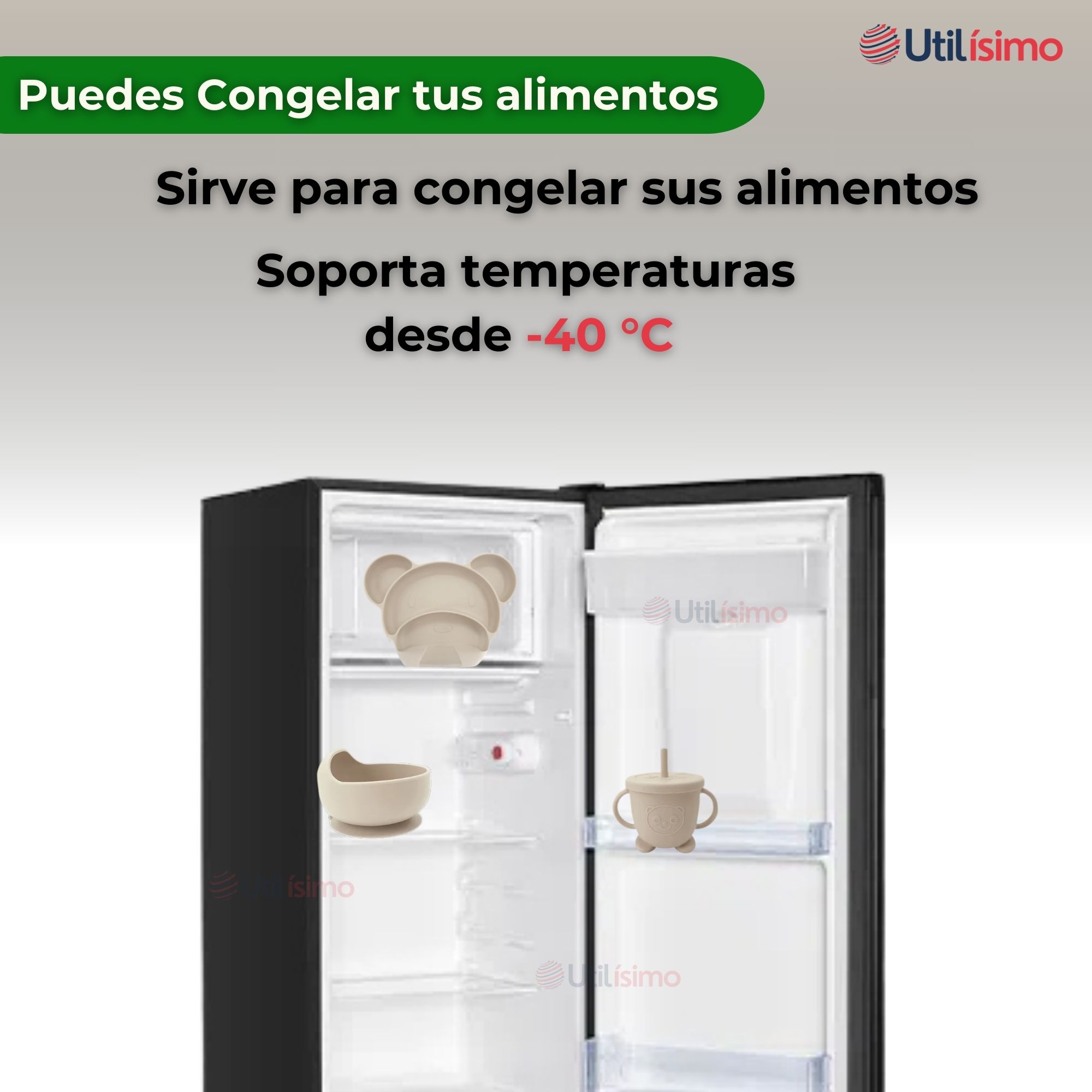 SET DE ALIMENTACIÓN BEBÉ SILICONA 6 PIEZAS LIBRE BPA COLOR BEIGE - 7