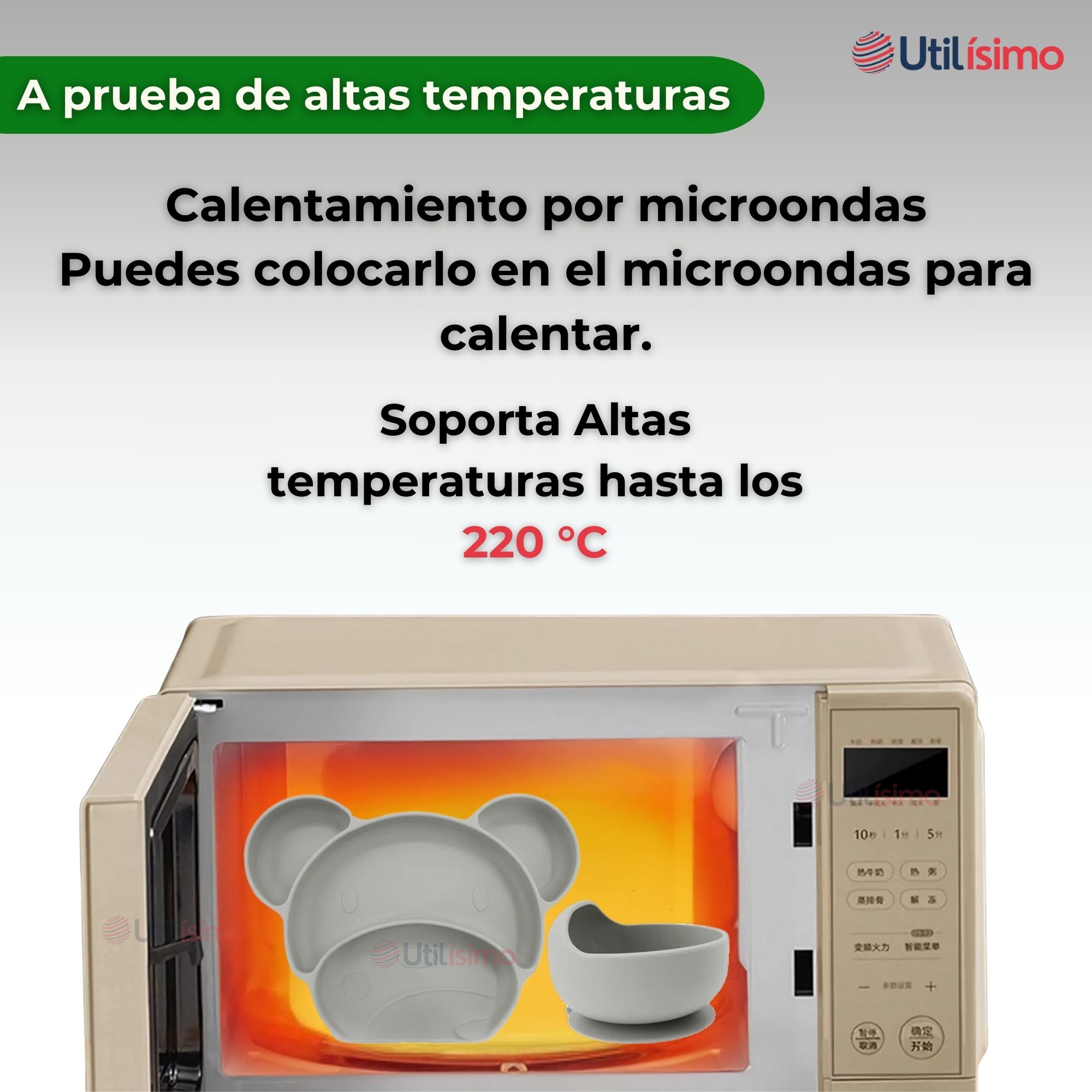 SET DE ALIMENTACIÓN BEBÉ SILICONA 6 PIEZAS LIBRE BPA COLOR GRIS - 6