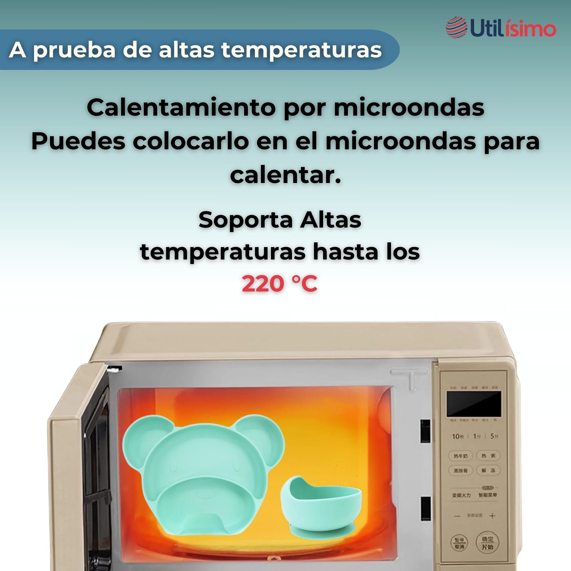 SET DE ALIMENTACIÓN BEBÉ SILICONA 6 PIEZAS LIBRE BPA COLOR TURQUESA - 6