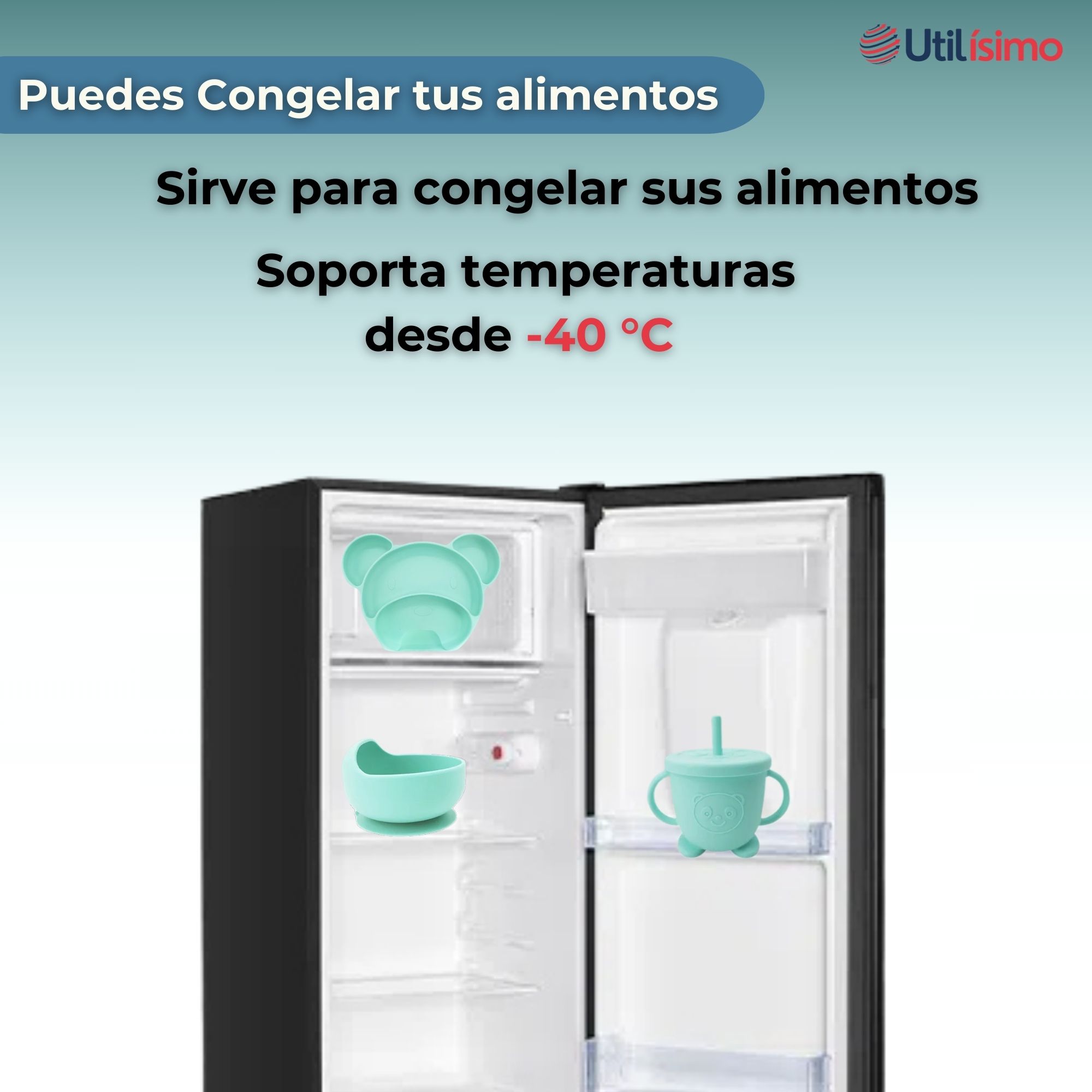 SET DE ALIMENTACIÓN BEBÉ SILICONA 6 PIEZAS LIBRE BPA COLOR TURQUESA - 7
