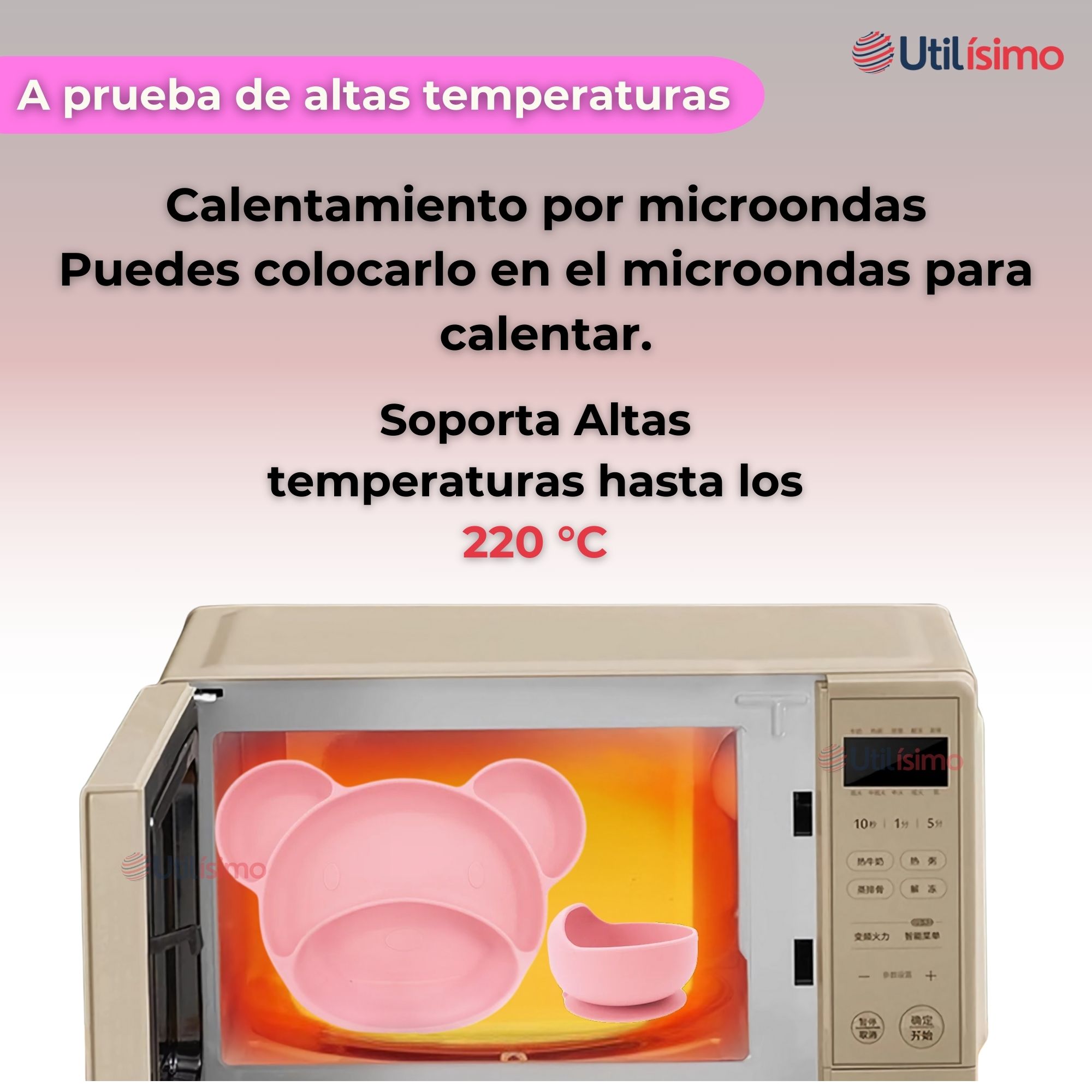 SET DE ALIMENTACIÓN BEBÉ SILICONA 6 PIEZAS LIBRE BPA COLOR ROSA CLARO - 6