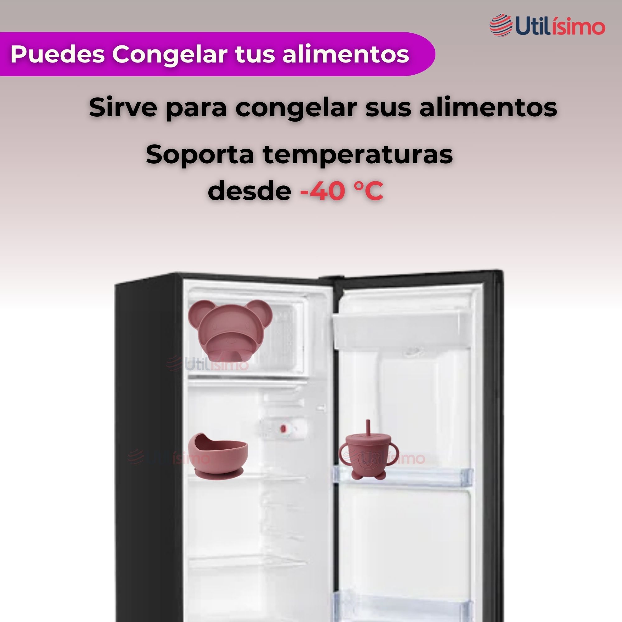 SET DE ALIMENTACIÓN BEBÉ SILICONA 6 PIEZAS LIBRE BPA COLOR ROSA OSCURO - 7