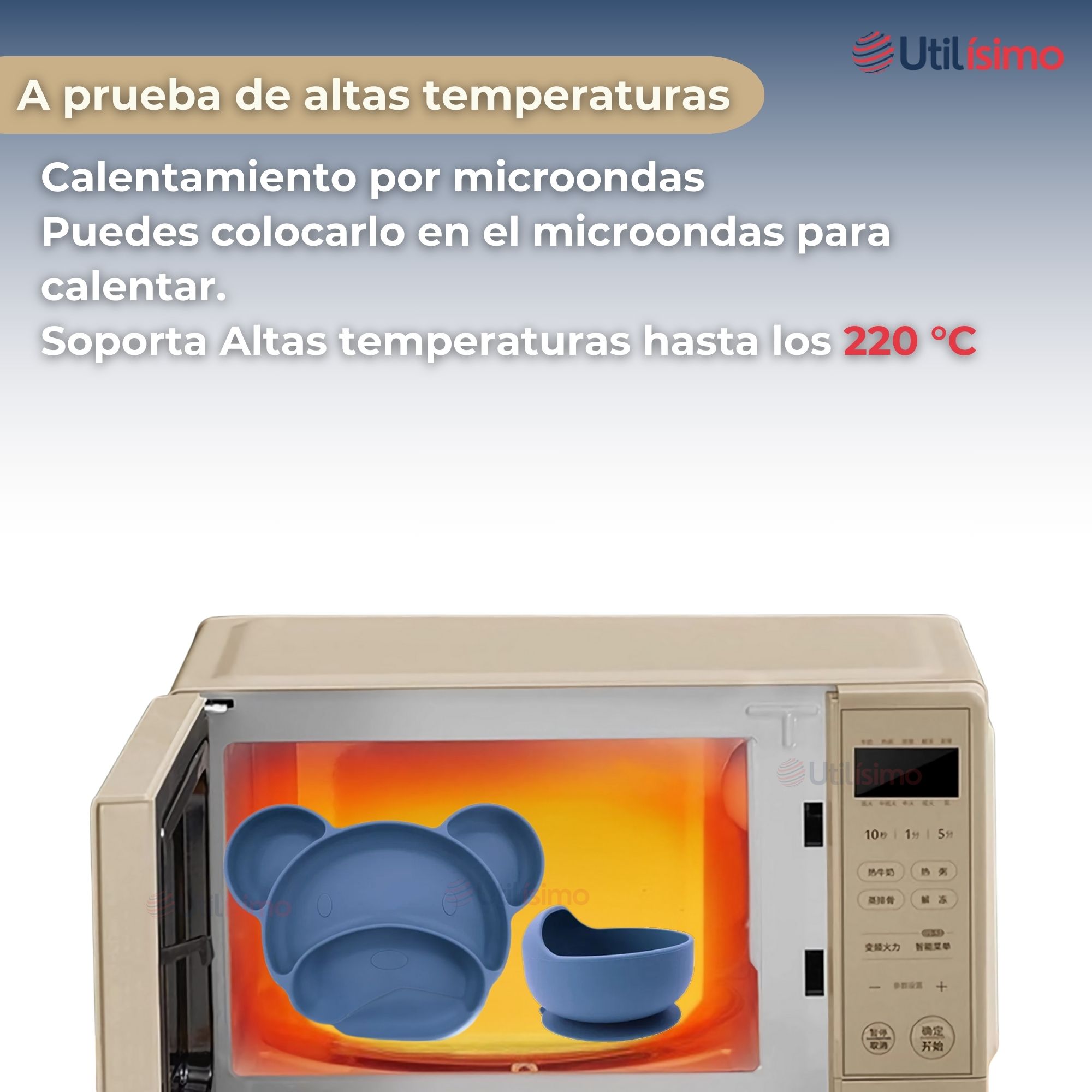 SET DE ALIMENTACIÓN BEBÉ SILICONA 6 PIEZAS LIBRE BPA COLOR AZUL - 6