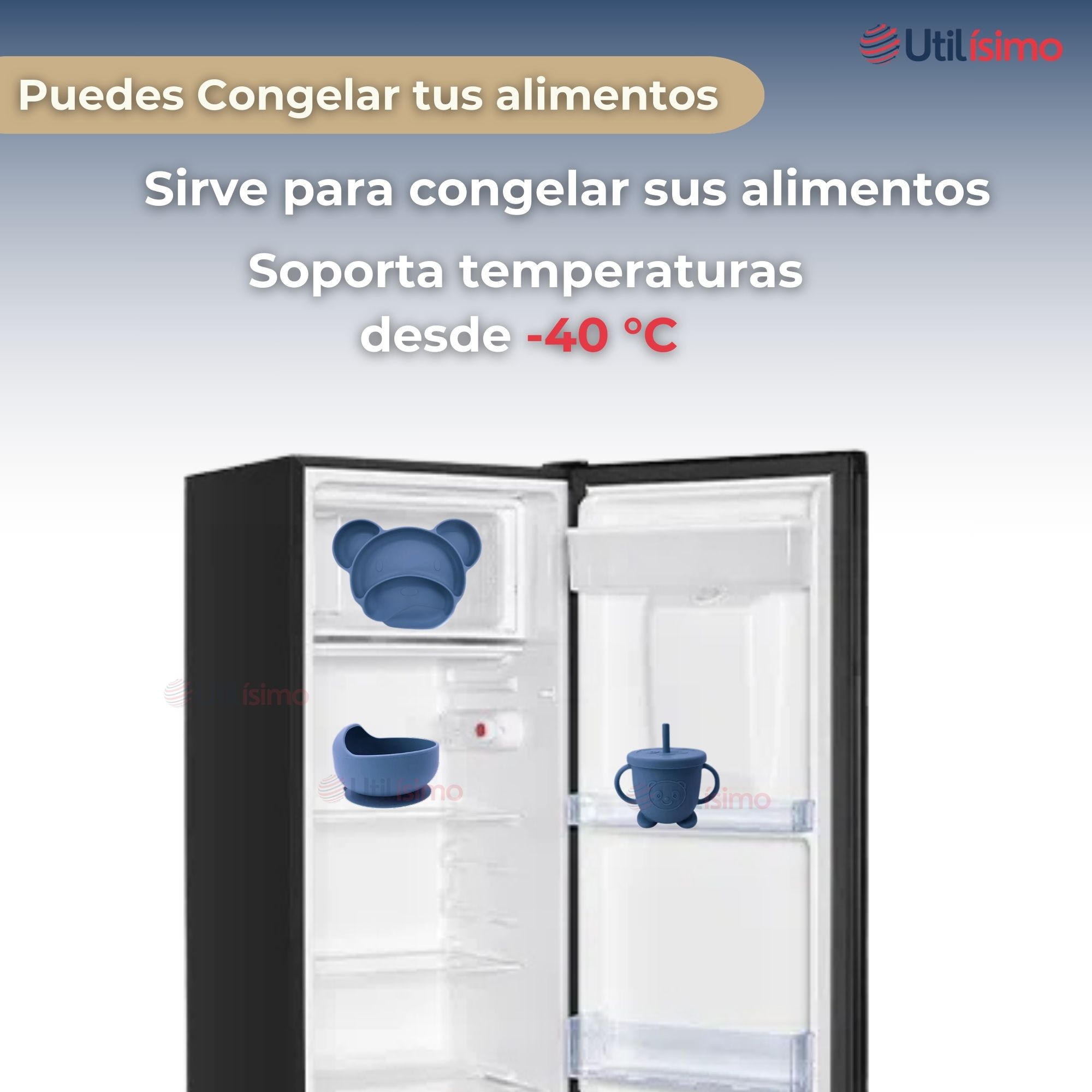 SET DE ALIMENTACIÓN BEBÉ SILICONA 6 PIEZAS LIBRE BPA COLOR AZUL - 7