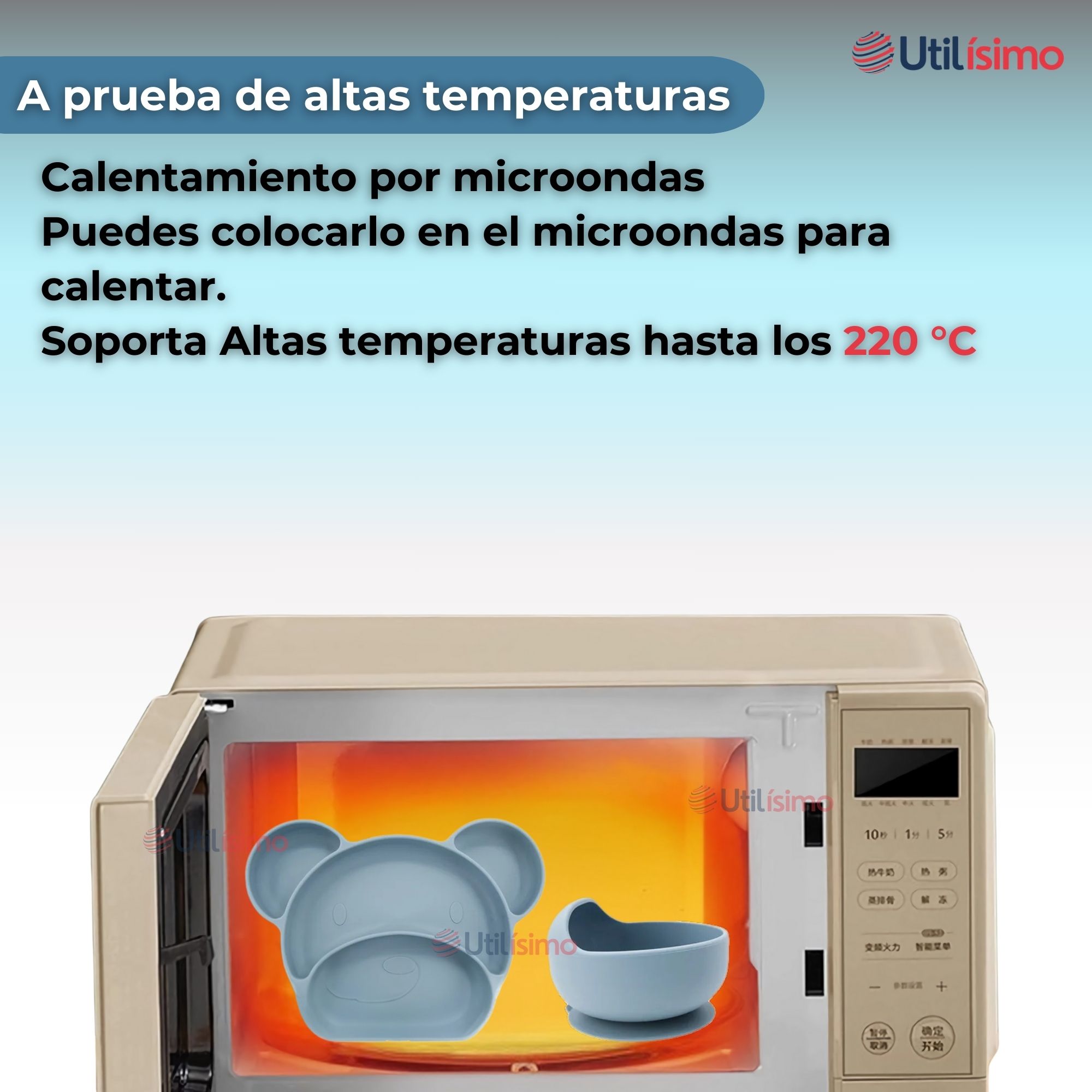 SET DE ALIMENTACIÓN BEBÉ SILICONA 6 PIEZAS LIBRE BPA COLOR CELESTE - 6