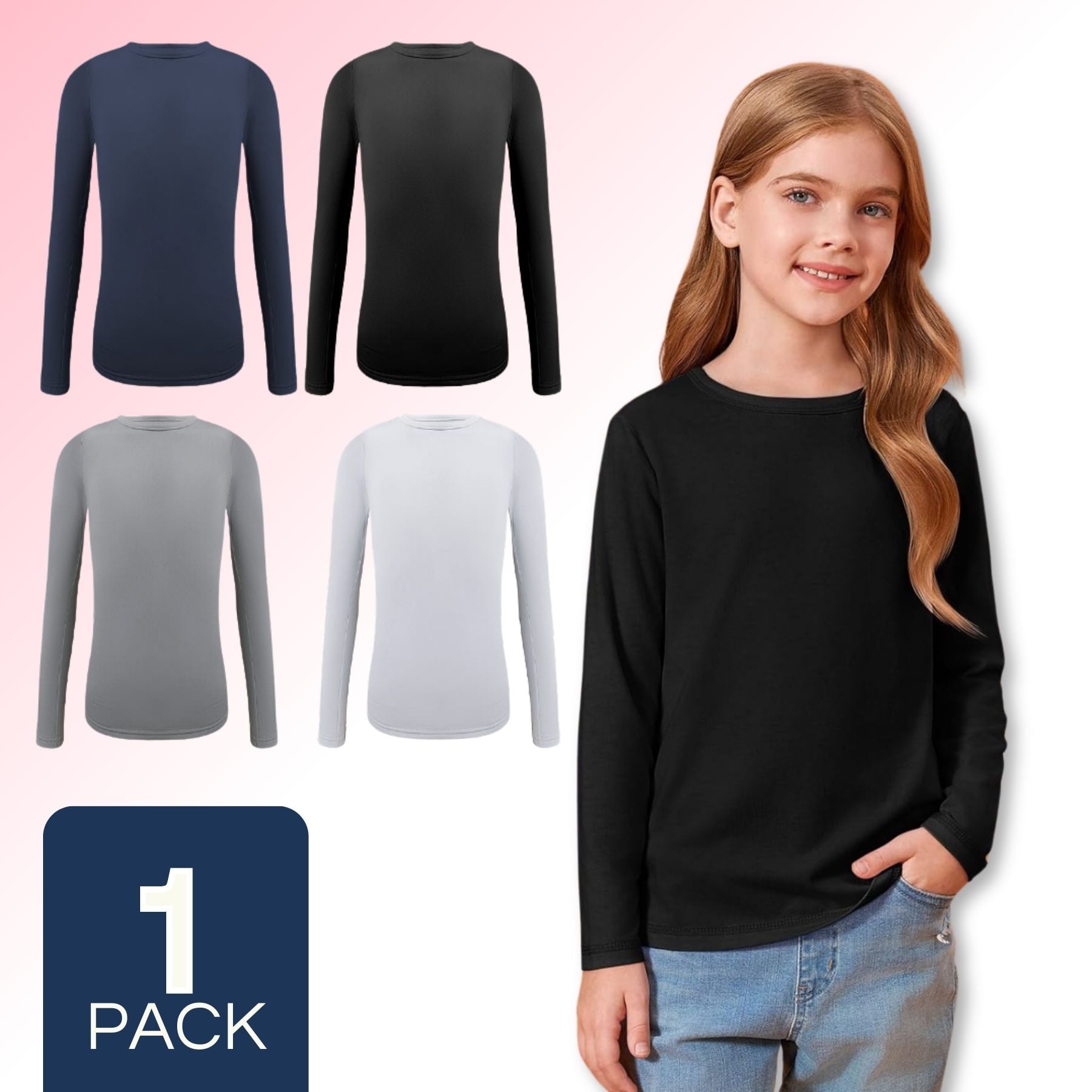 CAMISETA POLERA POLAR NIÑA PRIMERA CAPA COLORES SURTIDOS - 1
