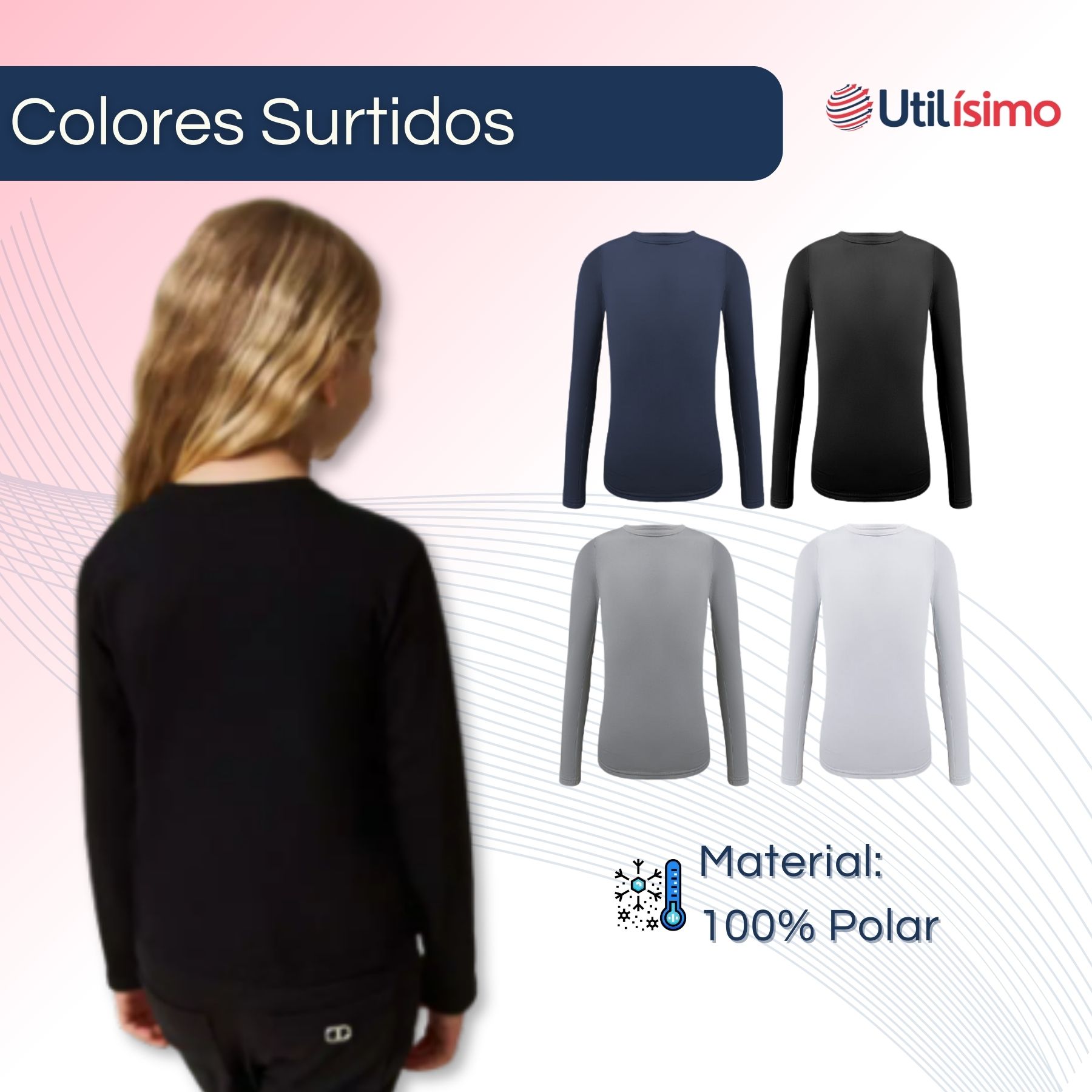 PACK 3 CAMISETAS POLERA POLAR NIÑA PRIMERA CAPA COLORES SURTIDOS - 3