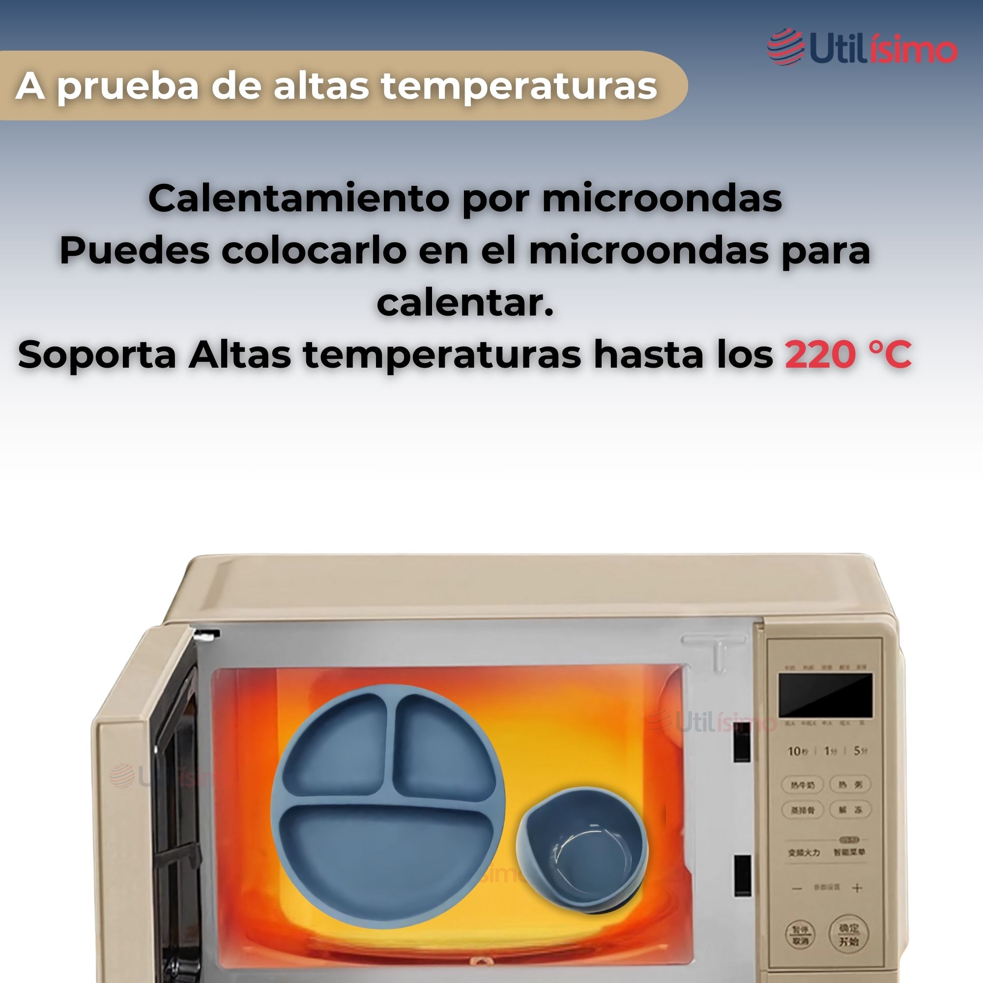 SET DE ALIMENTACIÓN BEBÉ SILICONA 5 PIEZAS LIBRE BPA AZUL - 8