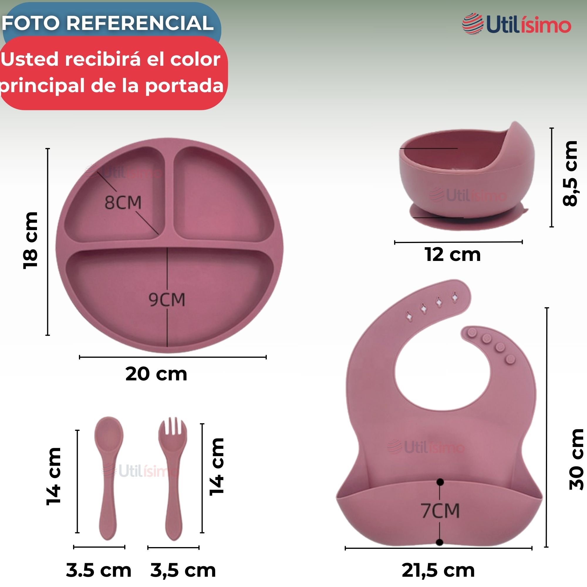 SET DE ALIMENTACIÓN BEBÉ SILICONA 5 PIEZAS LIBRE BPA VERDE - 3