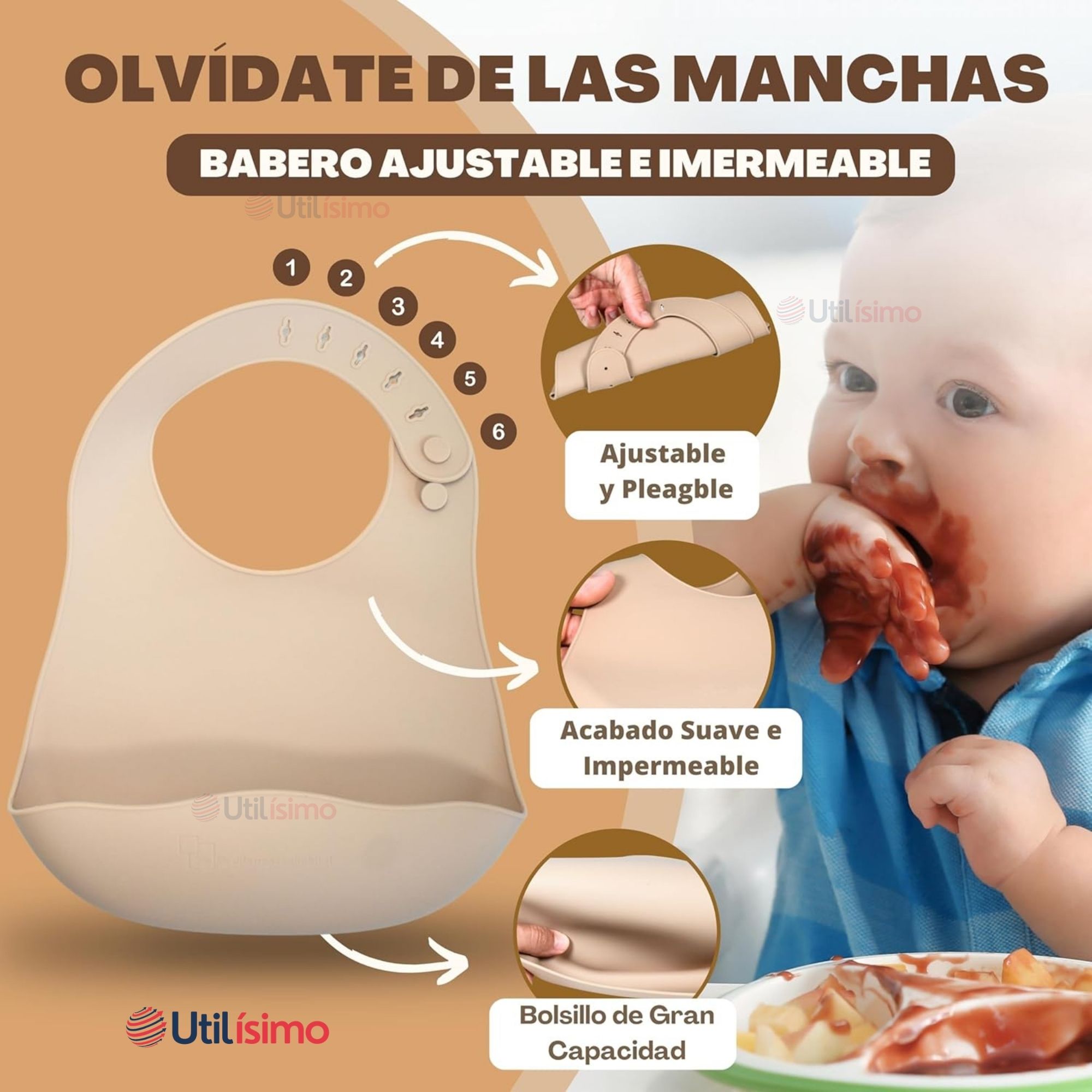 SET DE ALIMENTACIÓN BEBÉ SILICONA 5 PIEZAS LIBRE BPA ROSA OSCURO - 7