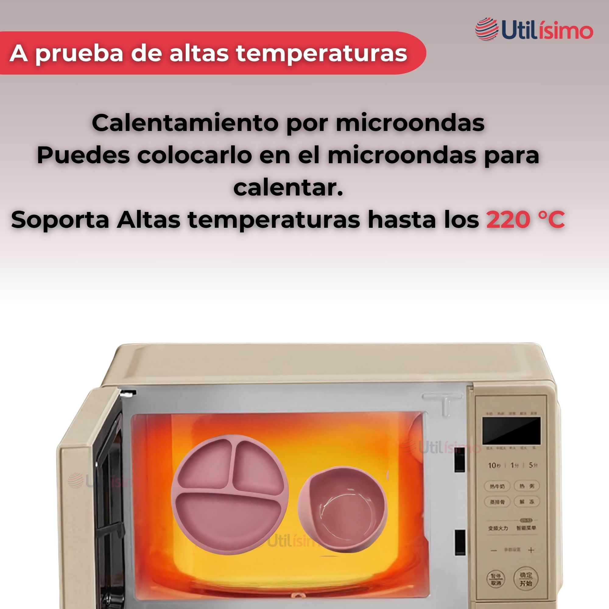 SET DE ALIMENTACIÓN BEBÉ SILICONA 5 PIEZAS LIBRE BPA ROSA OSCURO - 8