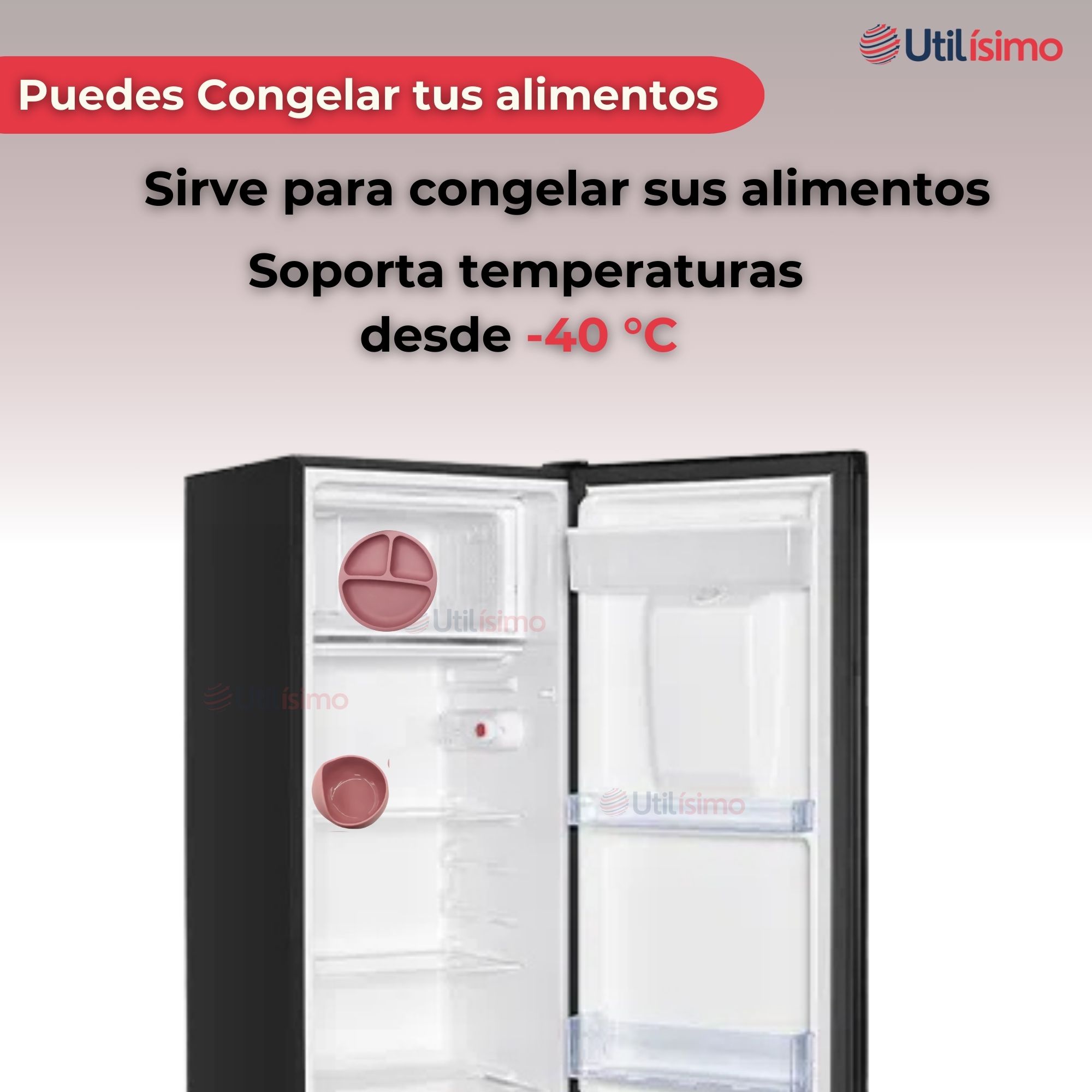 SET DE ALIMENTACIÓN BEBÉ SILICONA 5 PIEZAS LIBRE BPA ROSA OSCURO - 9