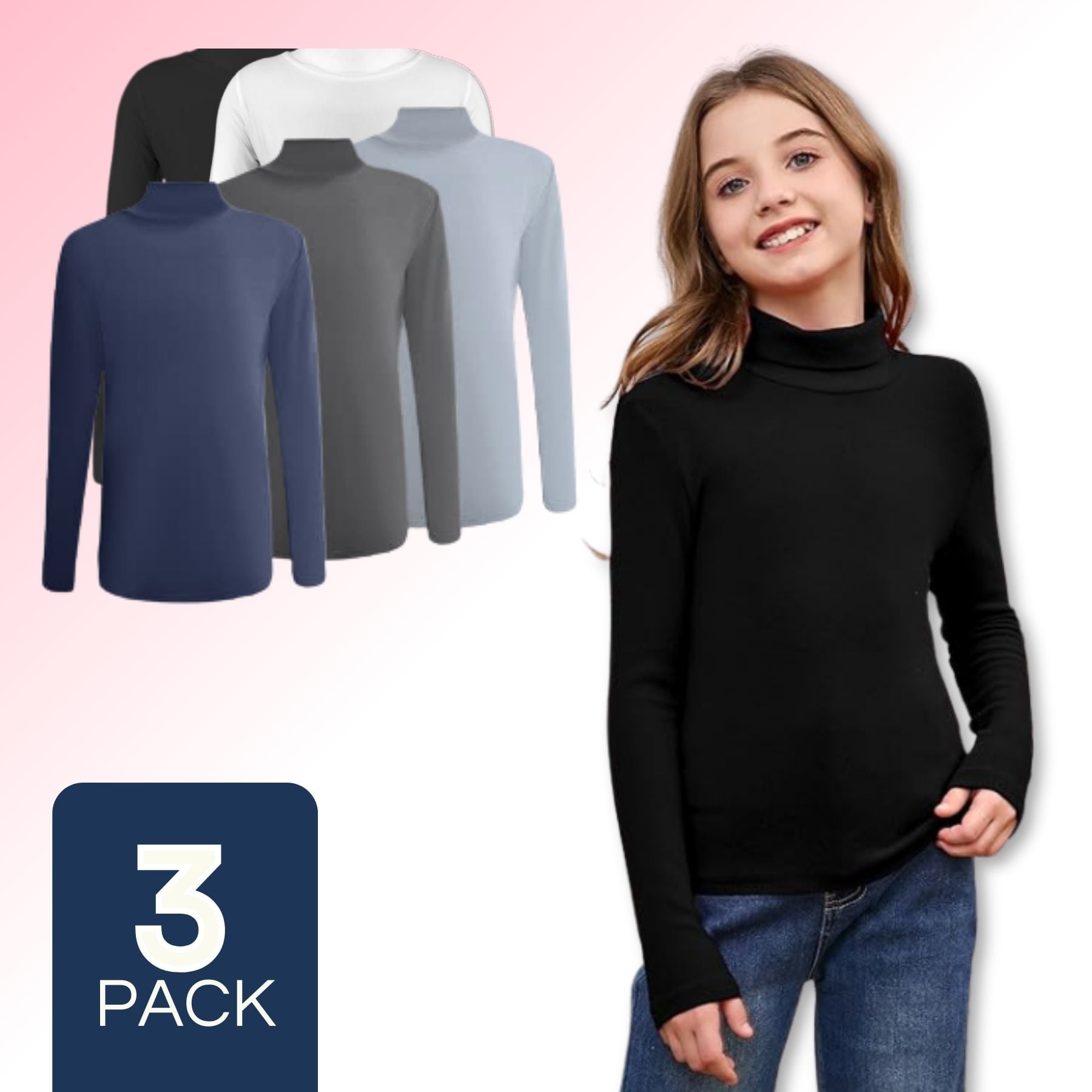 PACK 3 CAMISETAS POLERA BEATLE BAMBÚ NIÑA PRIMERA CAPA - 1
