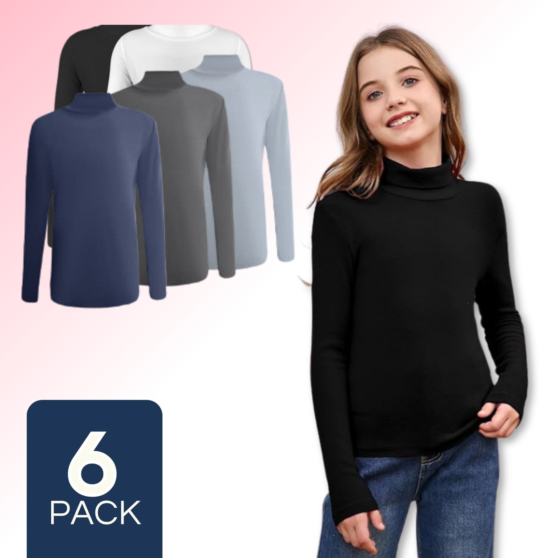 PACK 6 CAMISETAS POLERA BEATLE BAMBÚ NIÑA PRIMERA CAPA - 1