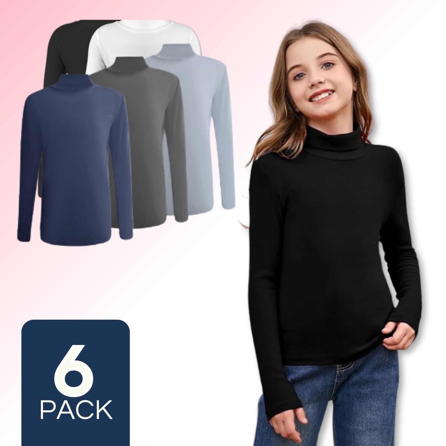 PACK 6 CAMISETAS POLERA BEATLE BAMBÚ NIÑA PRIMERA CAPA - 1