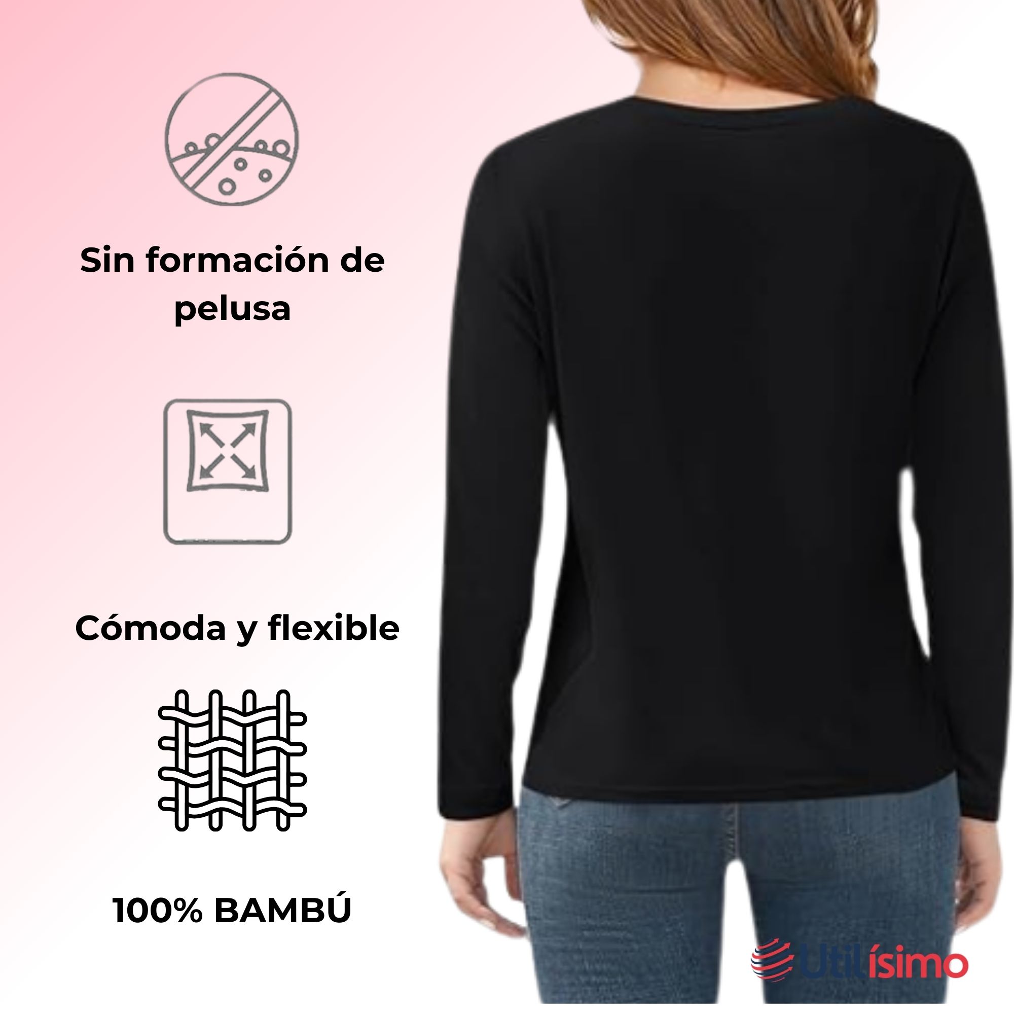 PACK 3 CAMISETAS BAMBÚ PRIMERA CAPA INVIERNO NIÑA CUELLO REDONDO - 5