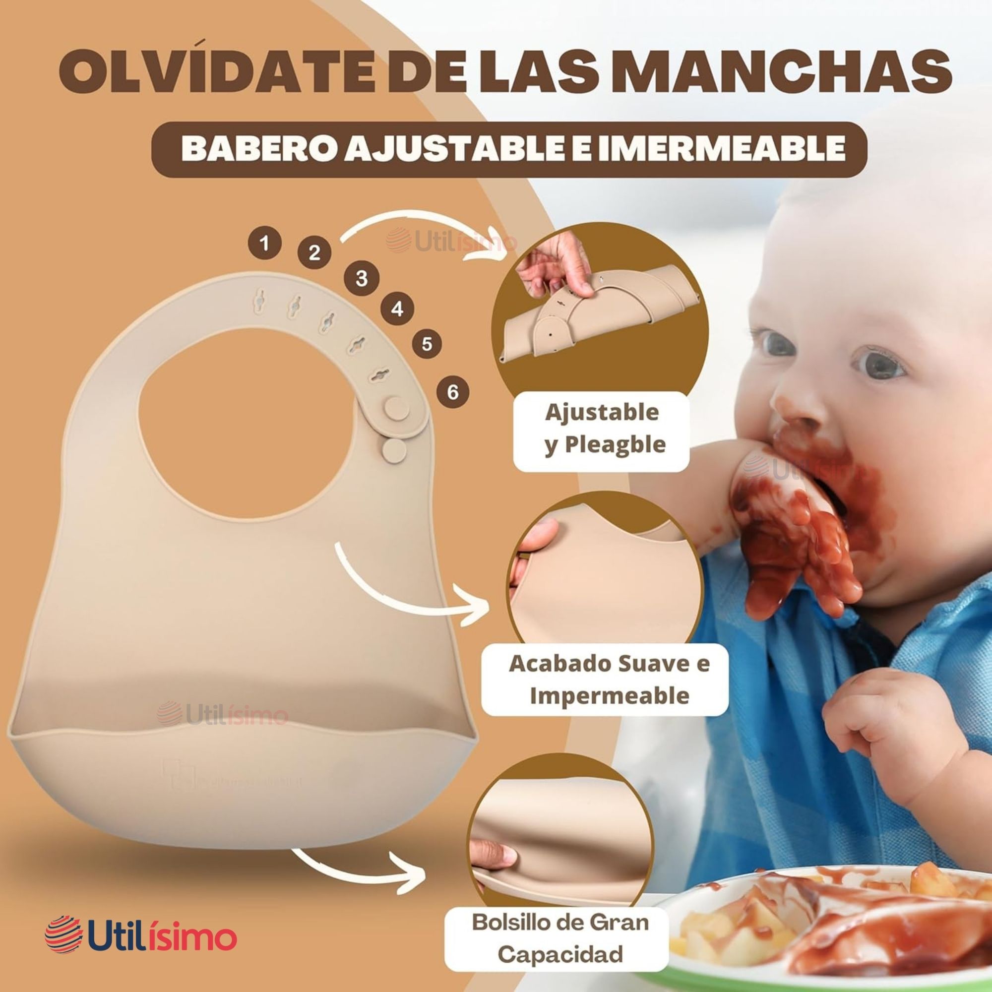 SET DE ALIMENTACIÓN BEBÉ SILICONA 5 PIEZAS DE OSITO LIBRE BPA ROSA OSCURO - 7