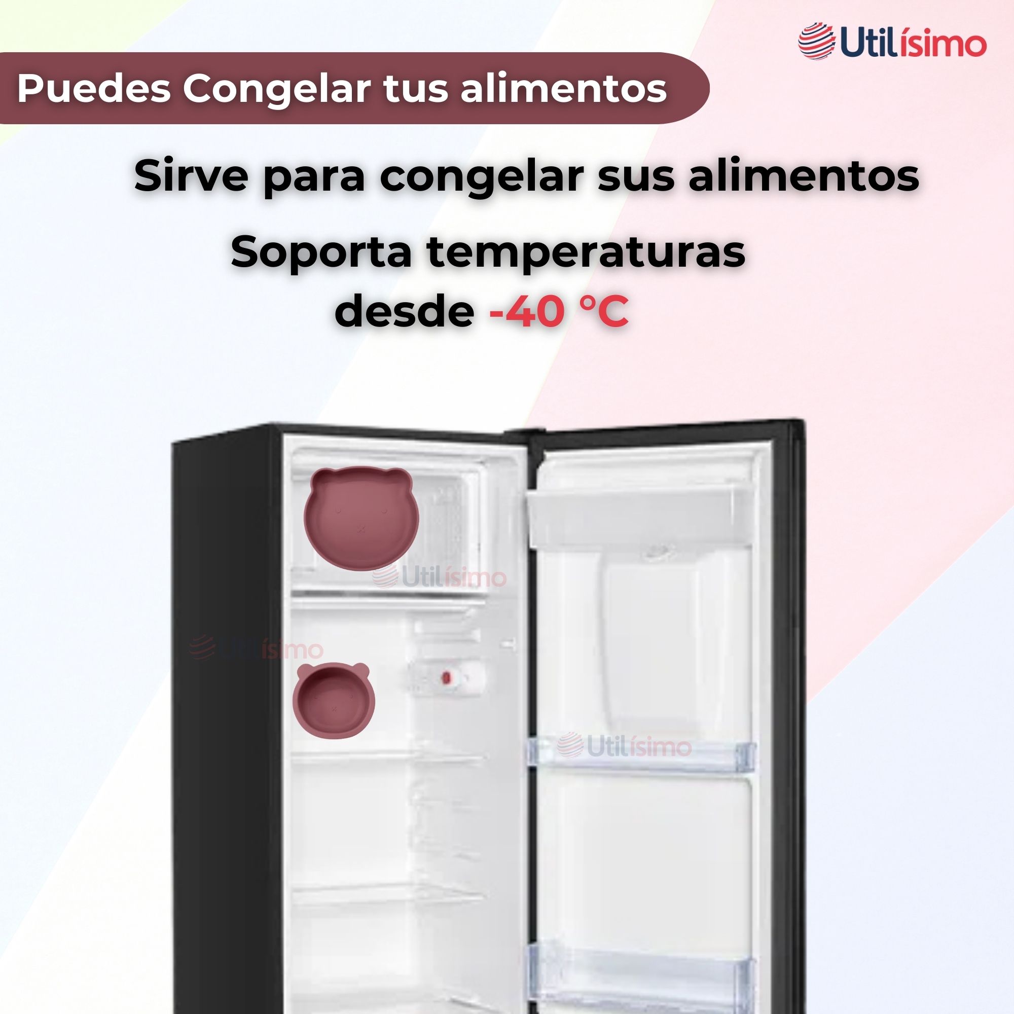 SET DE ALIMENTACIÓN BEBÉ SILICONA 5 PIEZAS DE OSITO LIBRE BPA ROSA OSCURO - 9