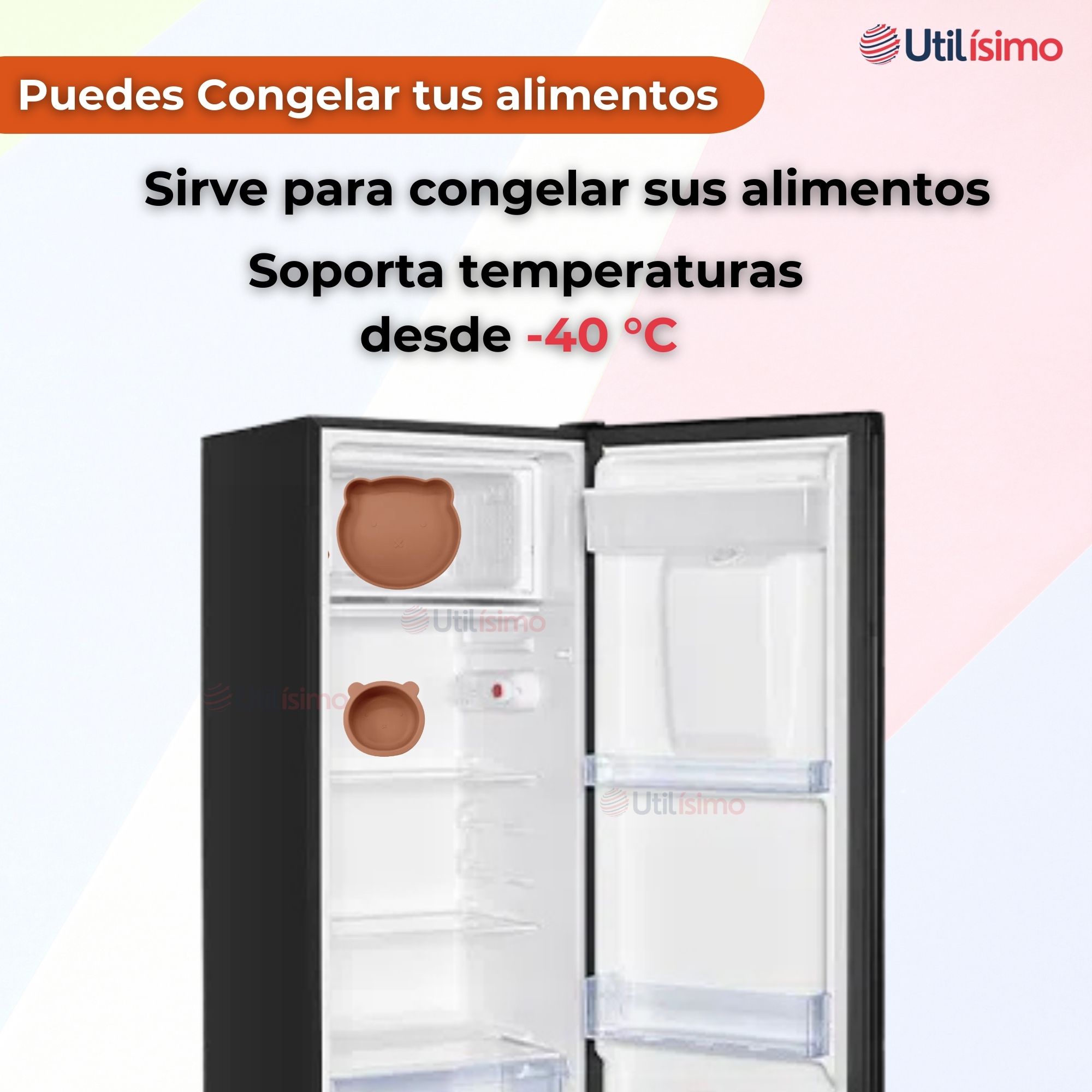 SET DE ALIMENTACIÓN BEBÉ SILICONA 5 PIEZAS DE OSITO LIBRE BPA NARANJA - 9