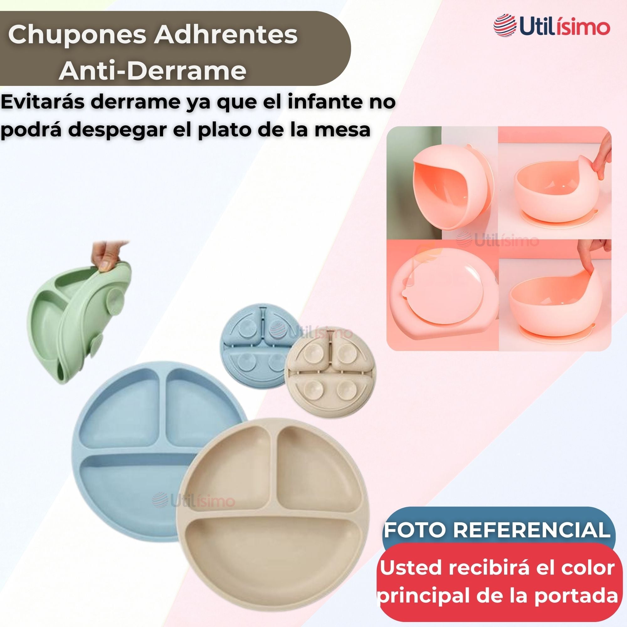 SET DE ALIMENTACIÓN BEBÉ SILICONA 5 PIEZAS DE OSITO LIBRE BPA BEIGE - 3