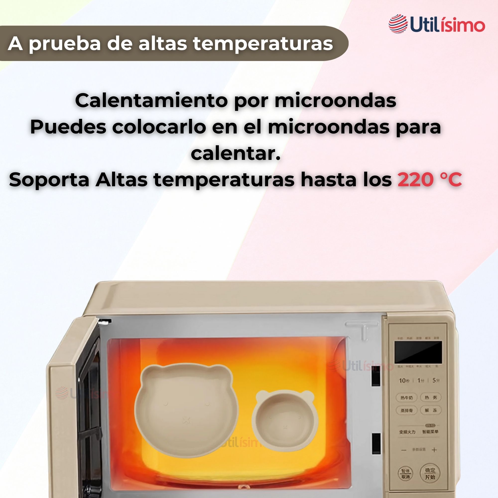 SET DE ALIMENTACIÓN BEBÉ SILICONA 5 PIEZAS DE OSITO LIBRE BPA BEIGE - 8