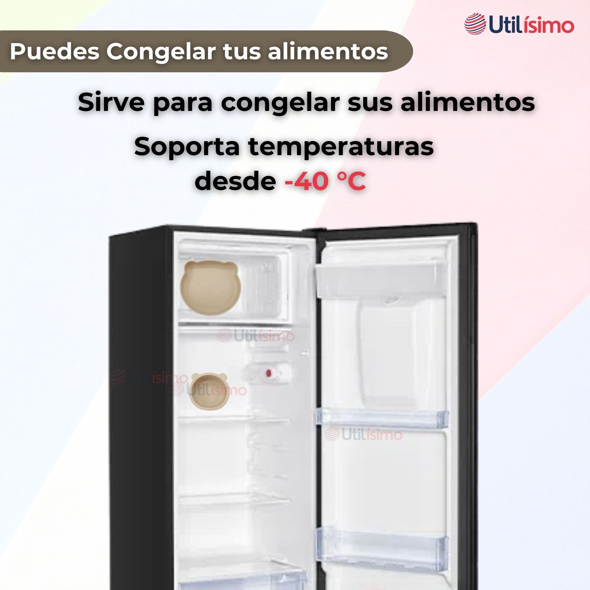 SET DE ALIMENTACIÓN BEBÉ SILICONA 5 PIEZAS DE OSITO LIBRE BPA BEIGE - 9