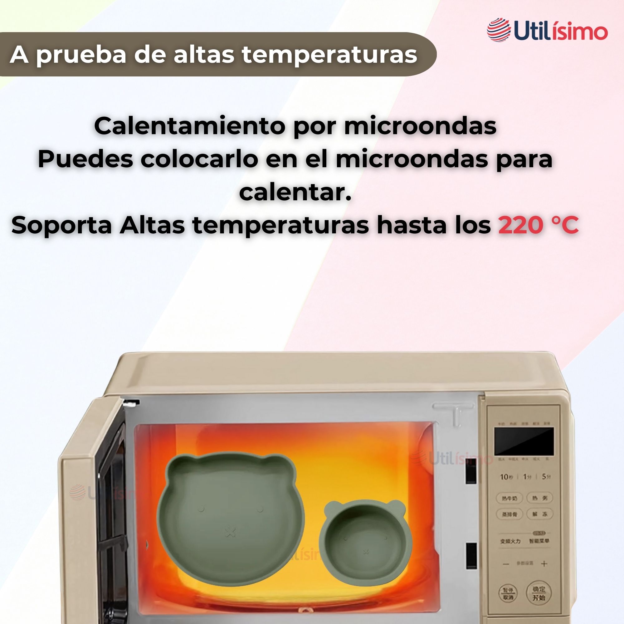 SET DE ALIMENTACIÓN BEBÉ SILICONA 5 PIEZAS DE OSITO LIBRE BPA VERDE - 8