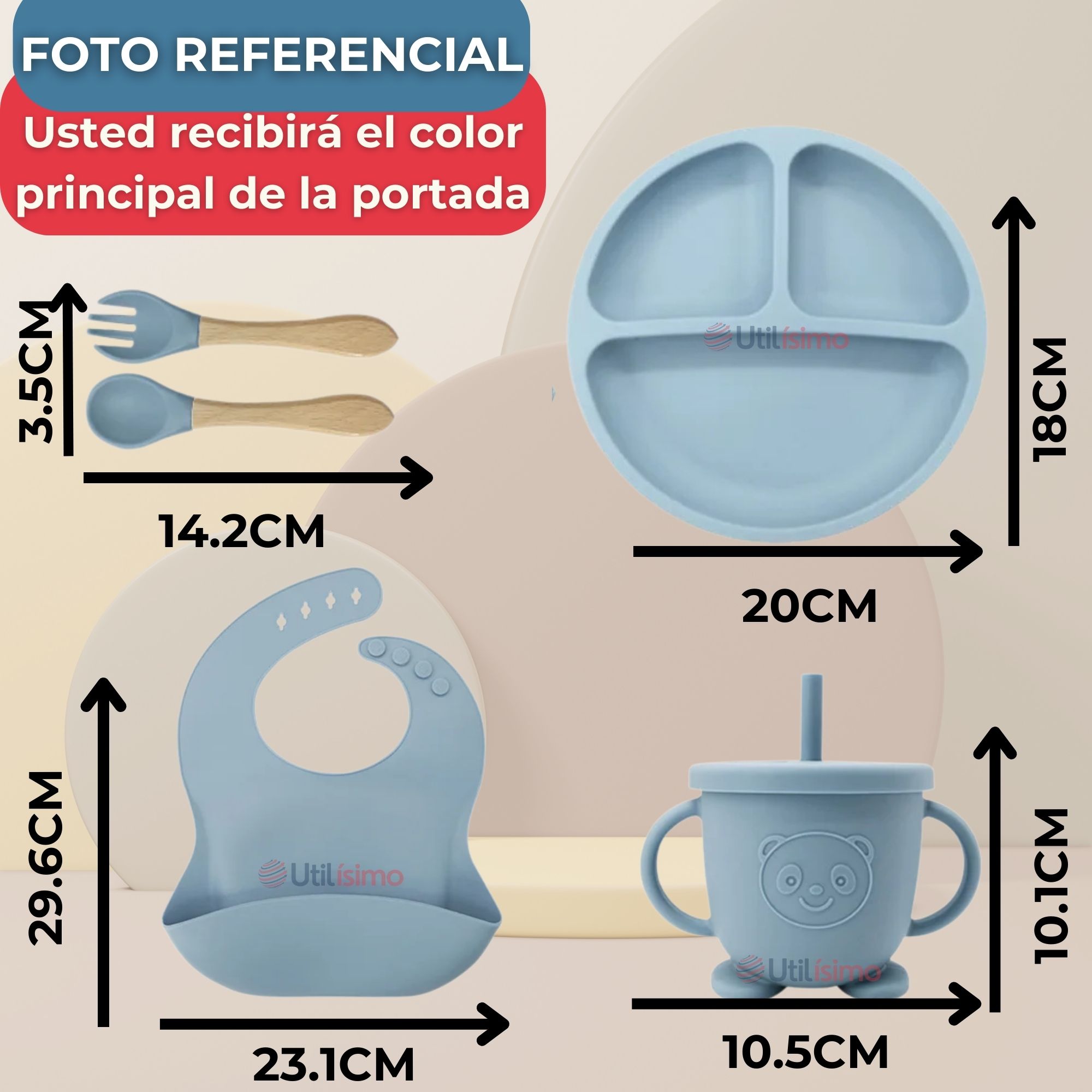 SET DE ALIMENTACIÓN BEBÉ SILICONA CON VASO 5 PIEZAS LIBRE BPA LILA - 4