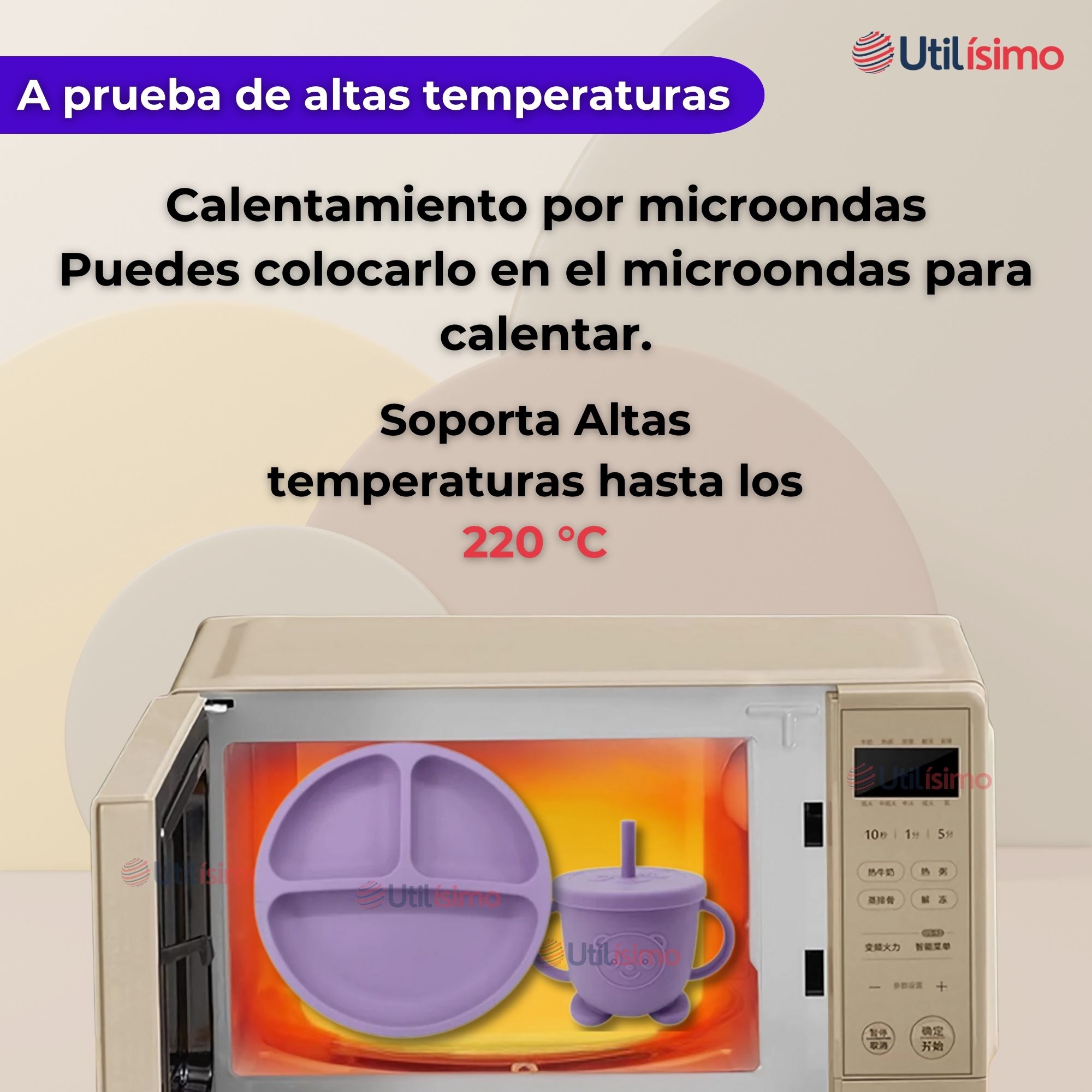 SET DE ALIMENTACIÓN BEBÉ SILICONA CON VASO 5 PIEZAS LIBRE BPA LILA - 6