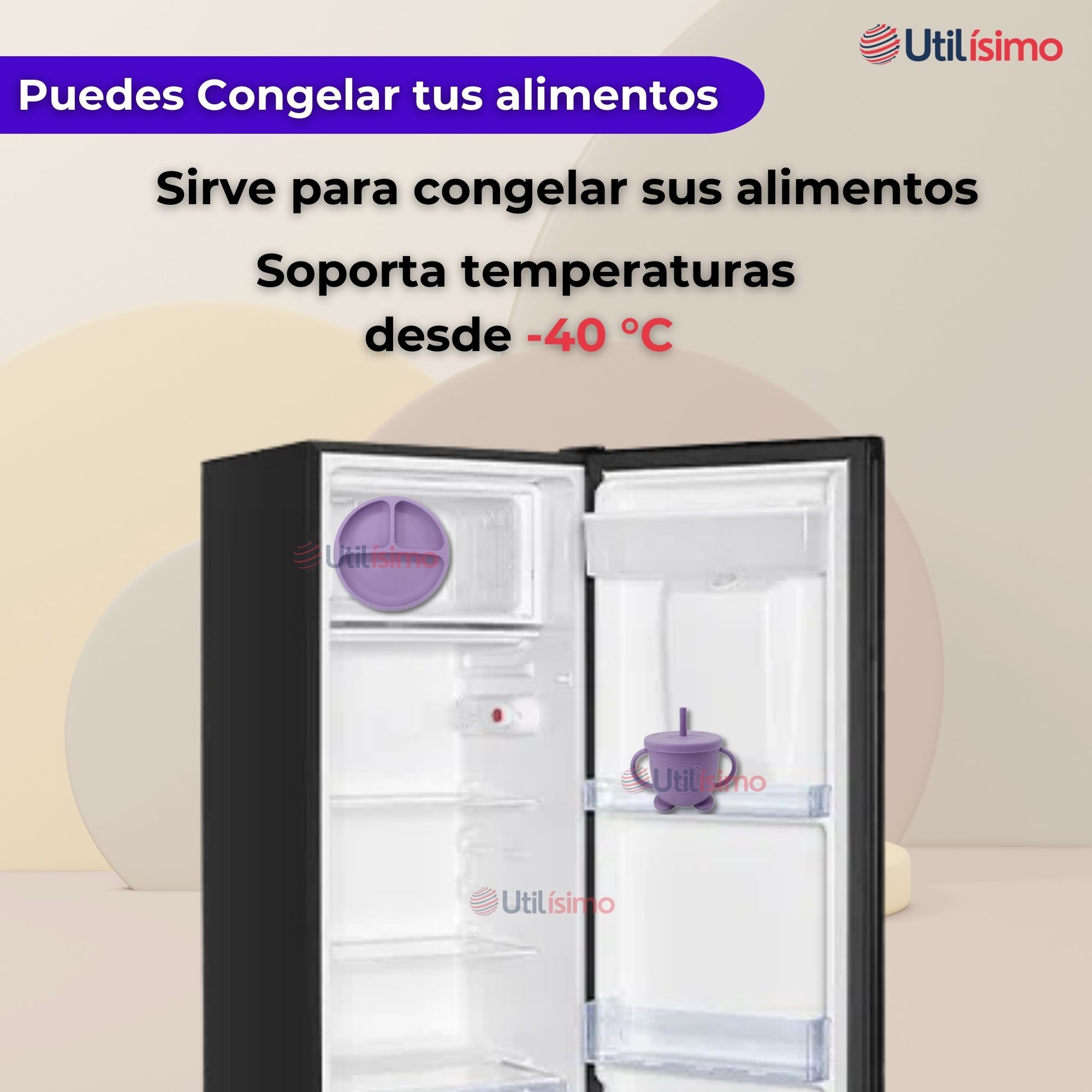 SET DE ALIMENTACIÓN BEBÉ SILICONA CON VASO 5 PIEZAS LIBRE BPA LILA - 7