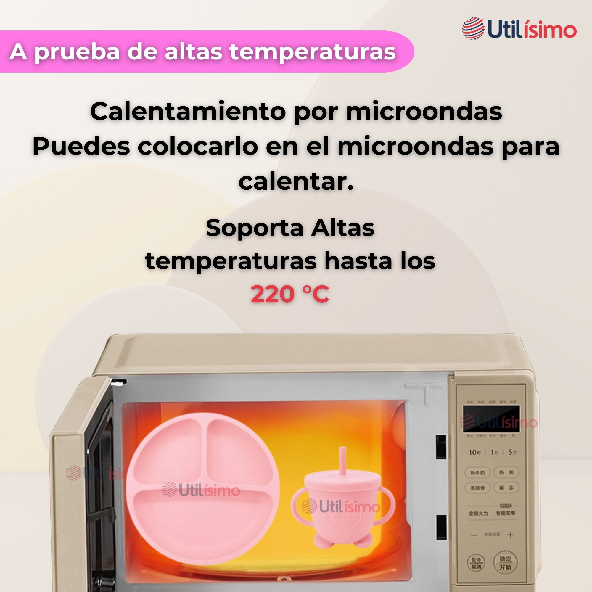 SET DE ALIMENTACIÓN BEBÉ SILICONA CON VASO 5 PIEZAS LIBRE BPA ROSA CLARO - 6