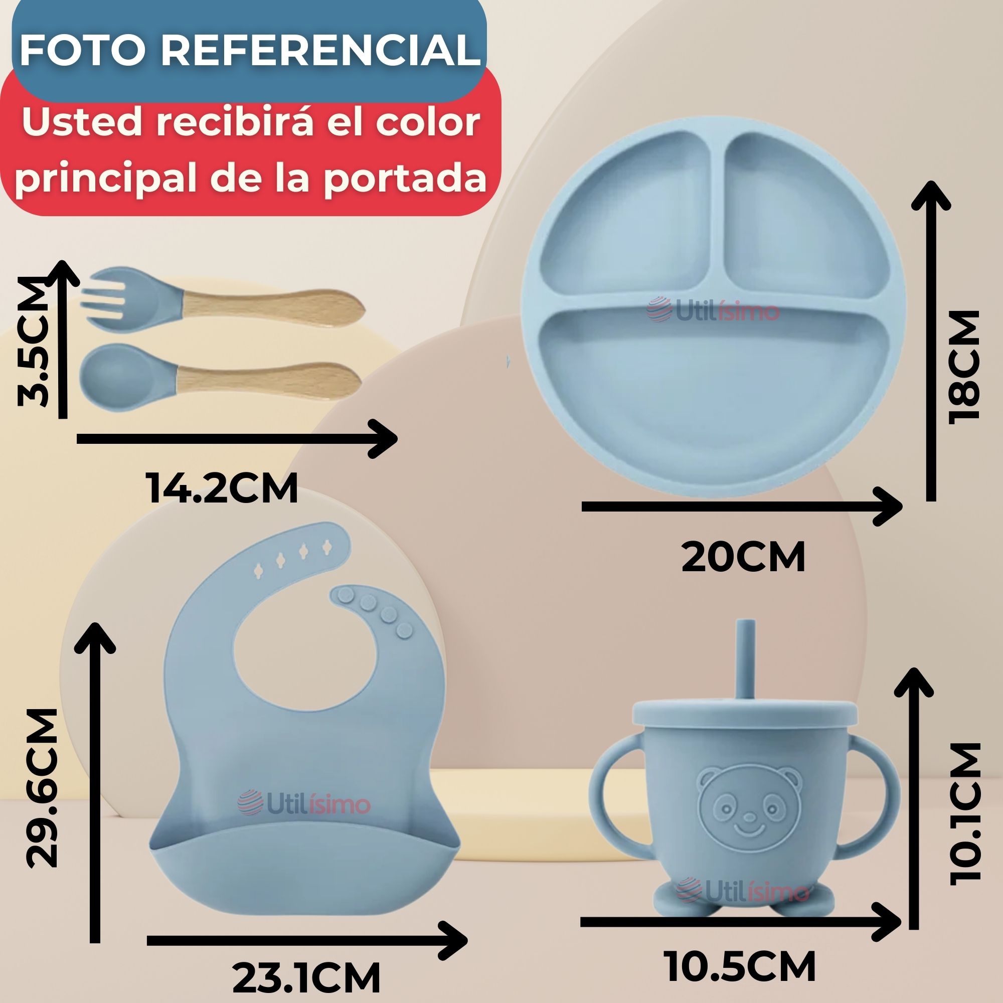 SET DE ALIMENTACIÓN BEBÉ SILICONA CON VASO 5 PIEZAS LIBRE BPA ROSA OSCURO - 4