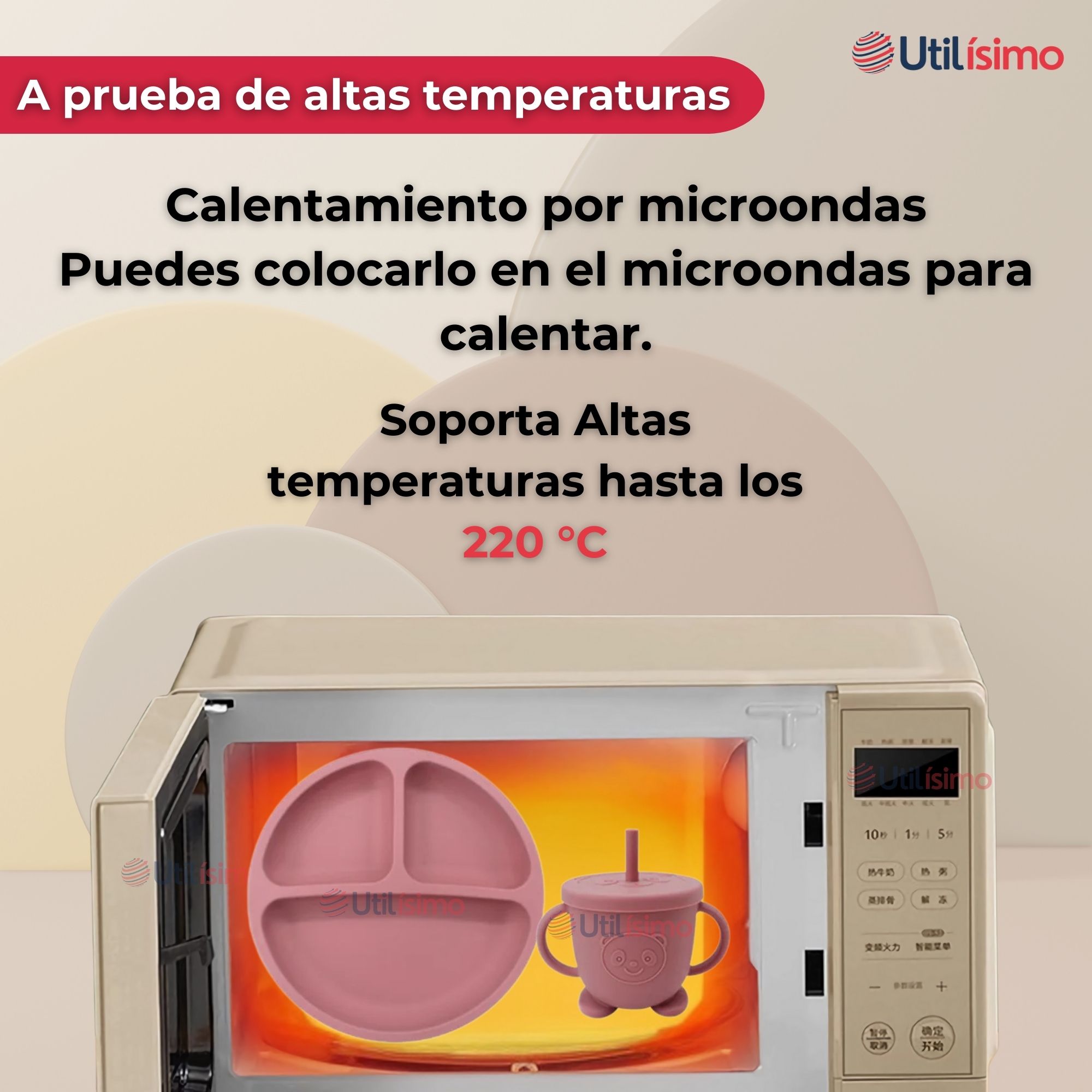 SET DE ALIMENTACIÓN BEBÉ SILICONA CON VASO 5 PIEZAS LIBRE BPA ROSA OSCURO - 6