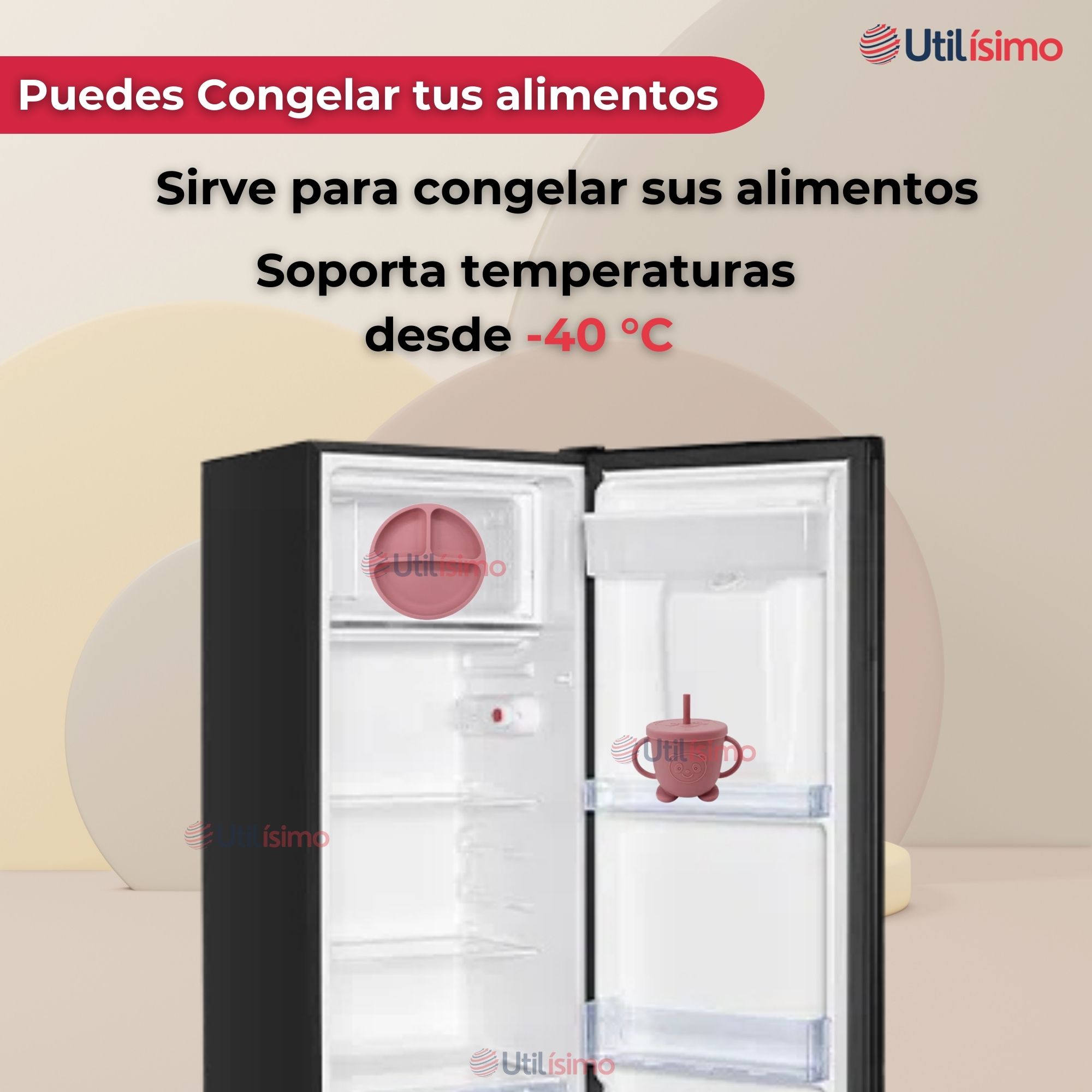 SET DE ALIMENTACIÓN BEBÉ SILICONA CON VASO 5 PIEZAS LIBRE BPA ROSA OSCURO - 7