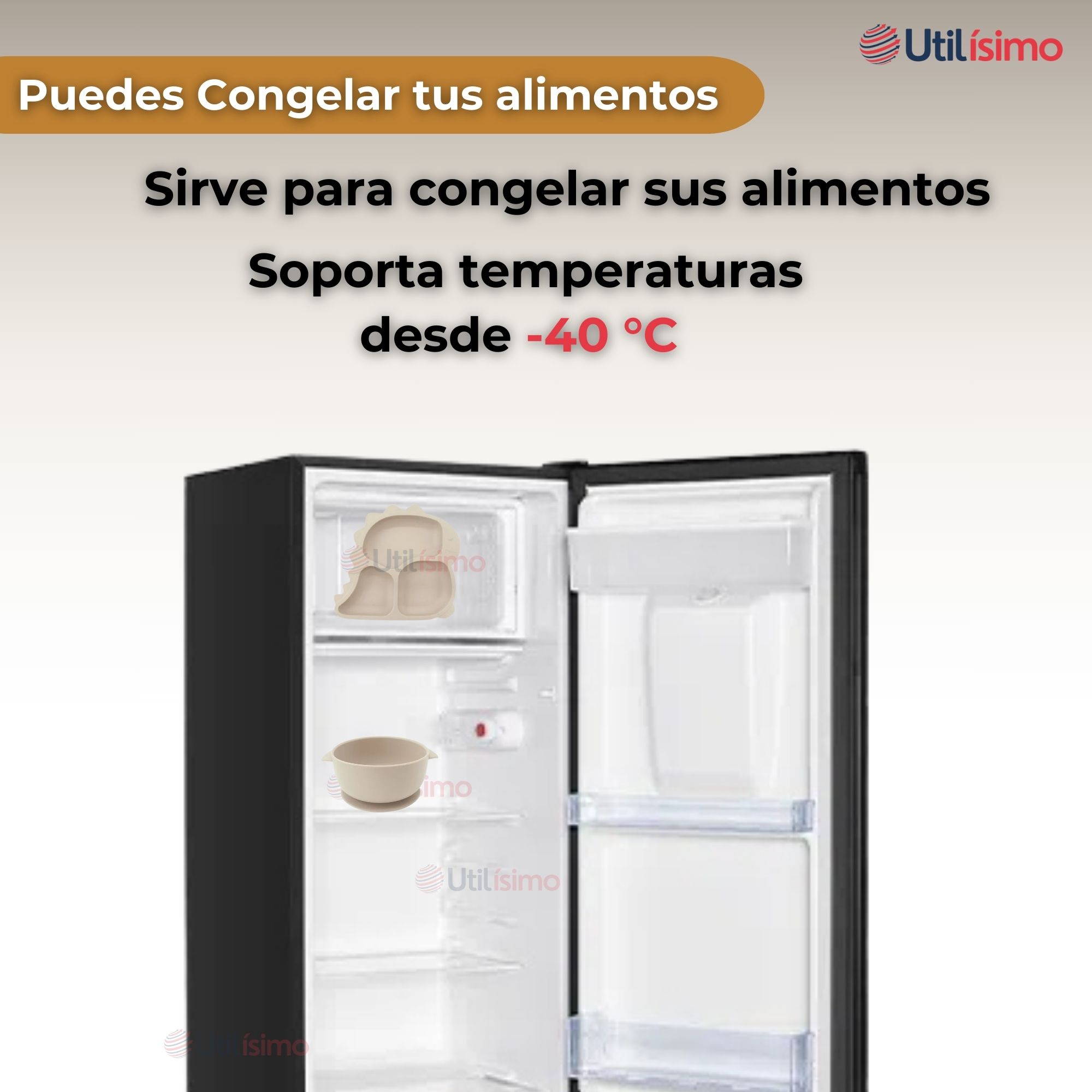 SET DE ALIMENTACIÓN BEBÉ SILICONA 5 PIEZAS DINOSAURIO LIBRE BPA BEIGE - 9