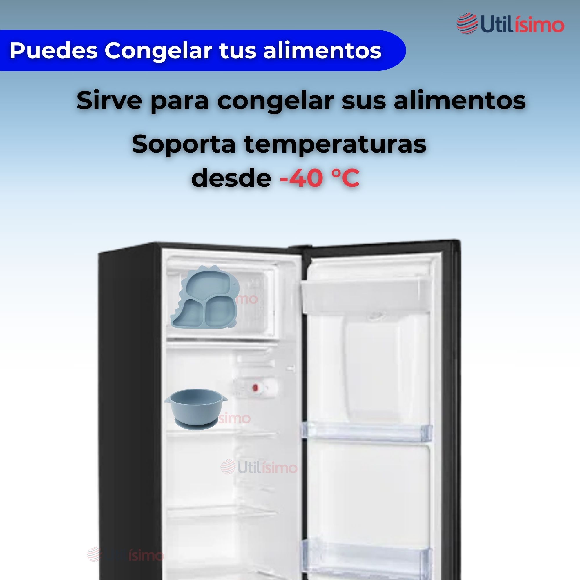 SET DE ALIMENTACIÓN BEBÉ SILICONA 5 PIEZAS DINOSAURIO LIBRE BPA CELESTE - 9