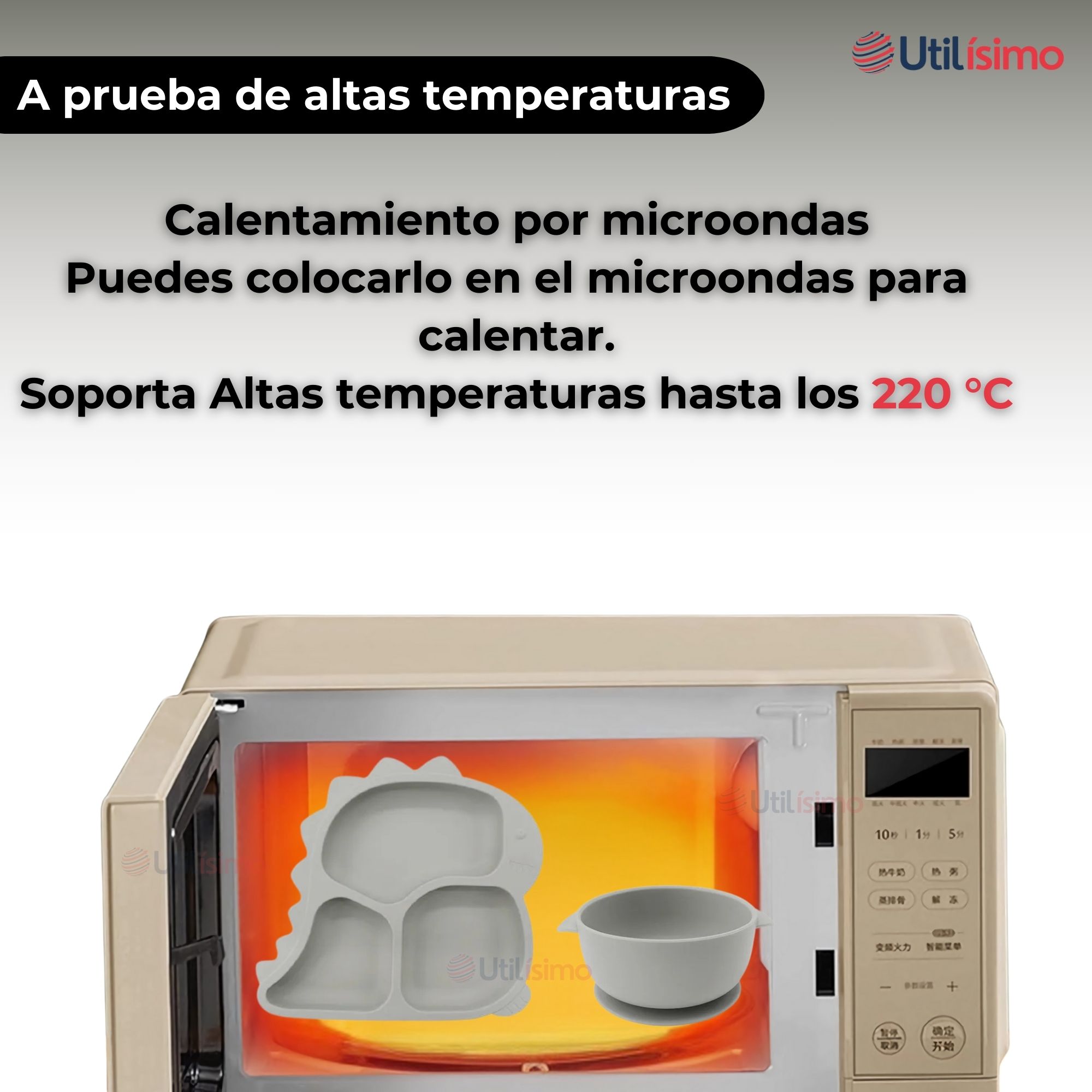 SET DE ALIMENTACIÓN BEBÉ SILICONA 5 PIEZAS DINOSAURIO LIBRE BPA GRIS - 8