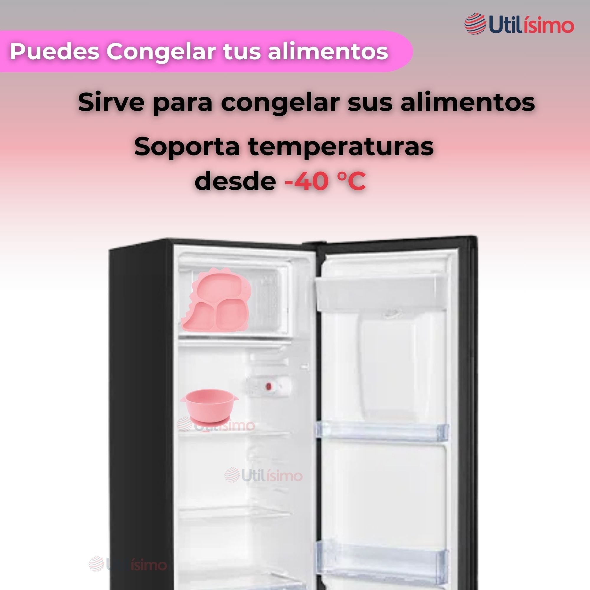 SET DE ALIMENTACIÓN BEBÉ SILICONA 5 PIEZAS DINOSAURIO LIBRE BPA ROSA CLARO - 9