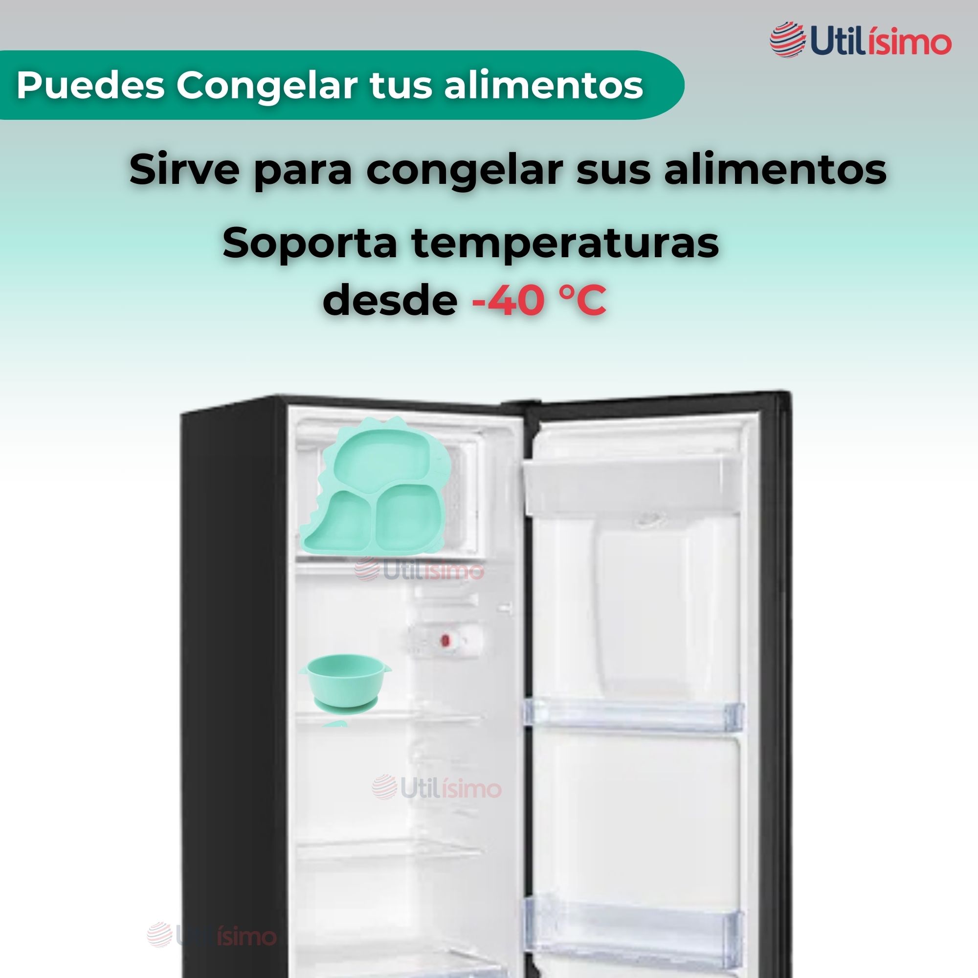 SET DE ALIMENTACIÓN BEBÉ SILICONA 5 PIEZAS DINOSAURIO LIBRE BPA TURQUESA - 9